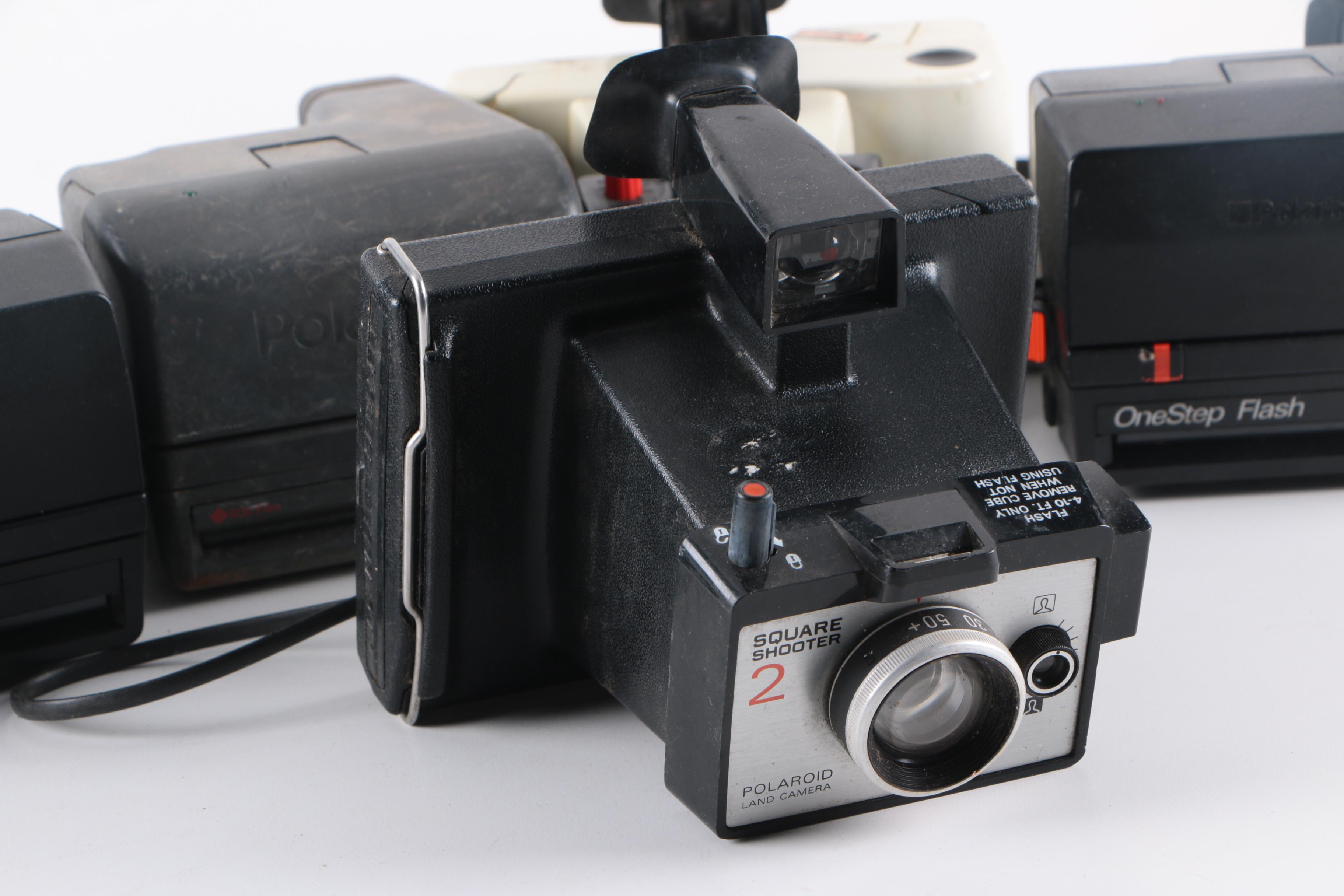 Still Cameras Including Polaroid 600, Square Shooter 2, and Swinger Model 20