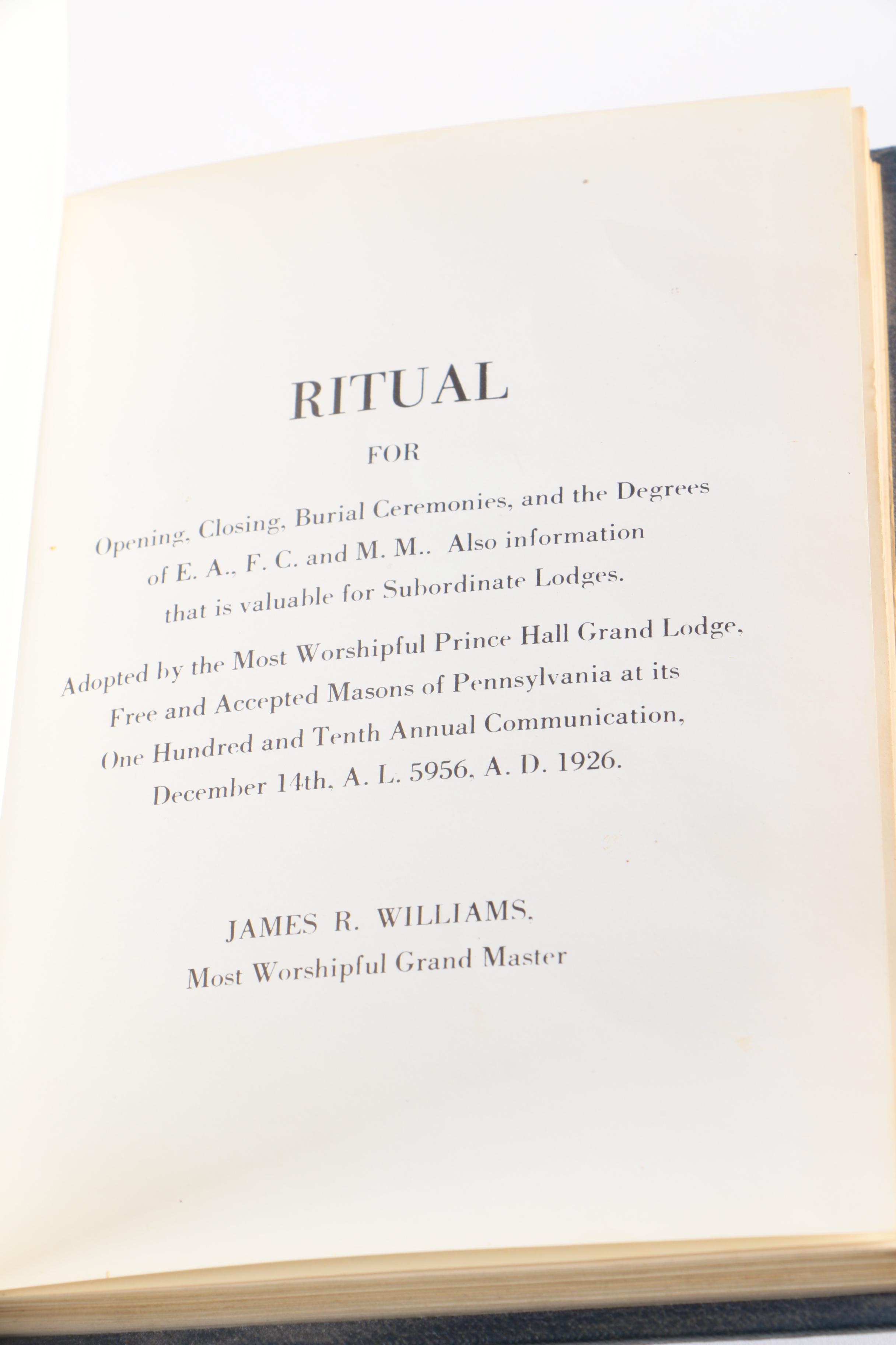 1926 Masonic Ritual Book