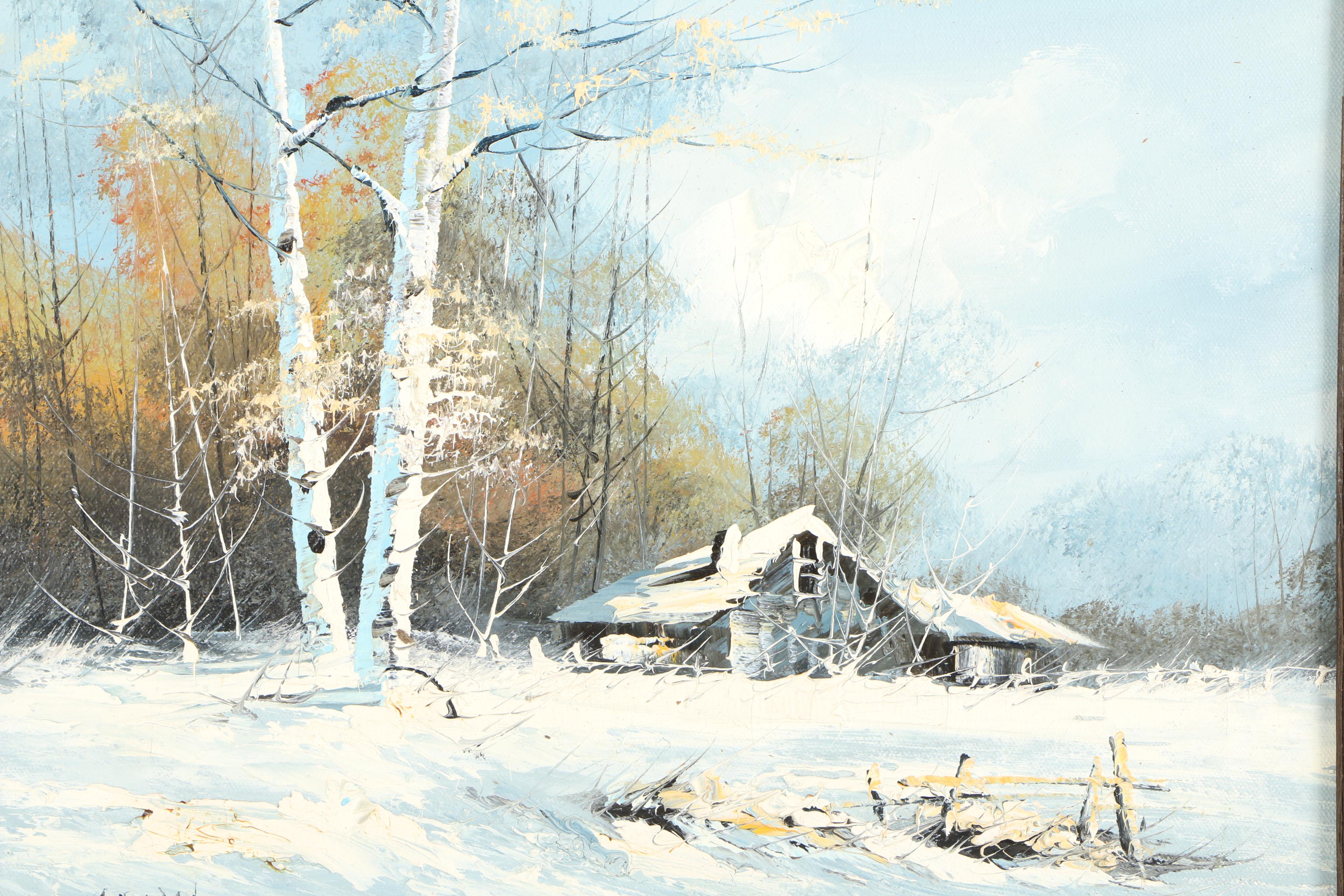 Bangman Oil Painting of a Winter Cottage