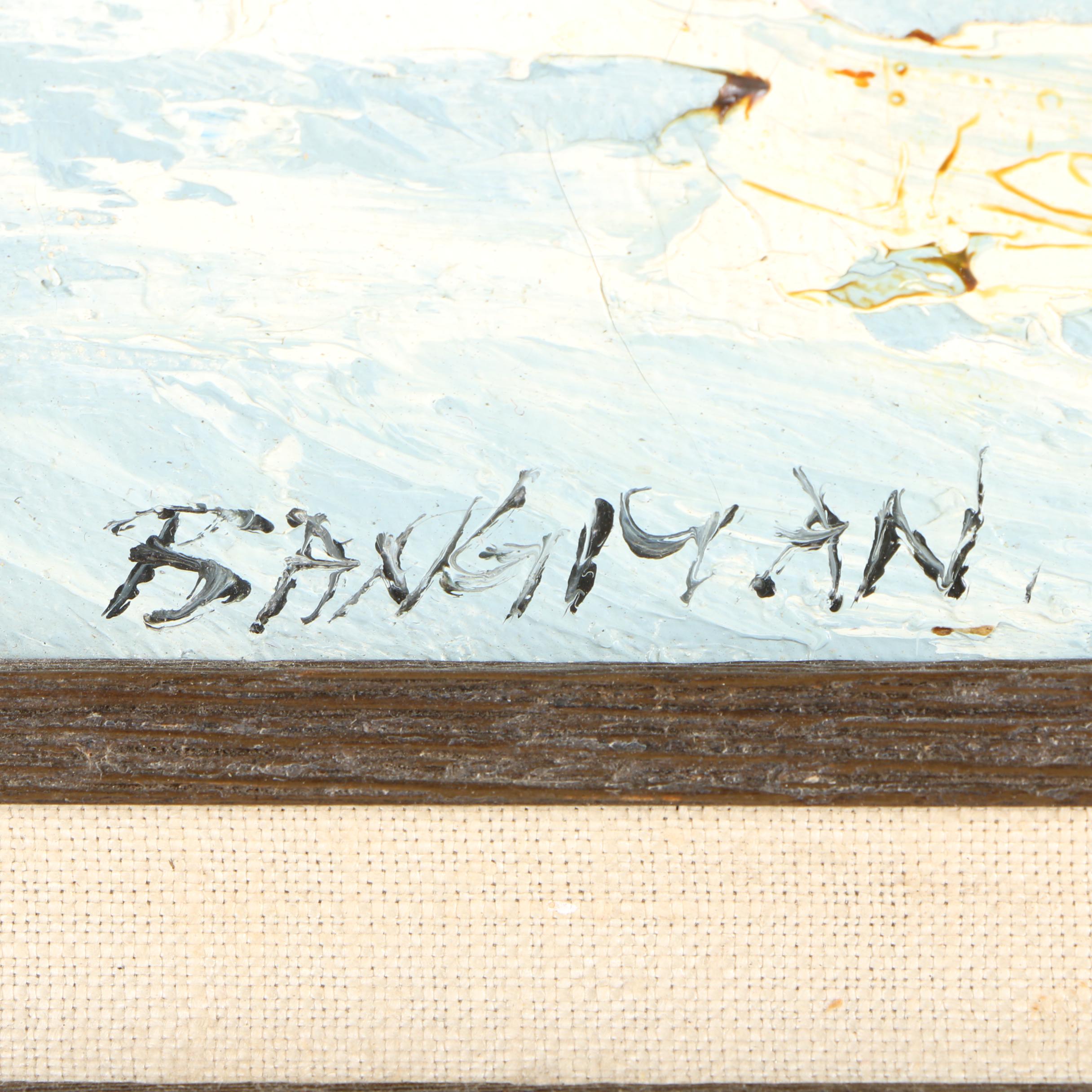 Bangman Oil Painting of a Winter Cottage