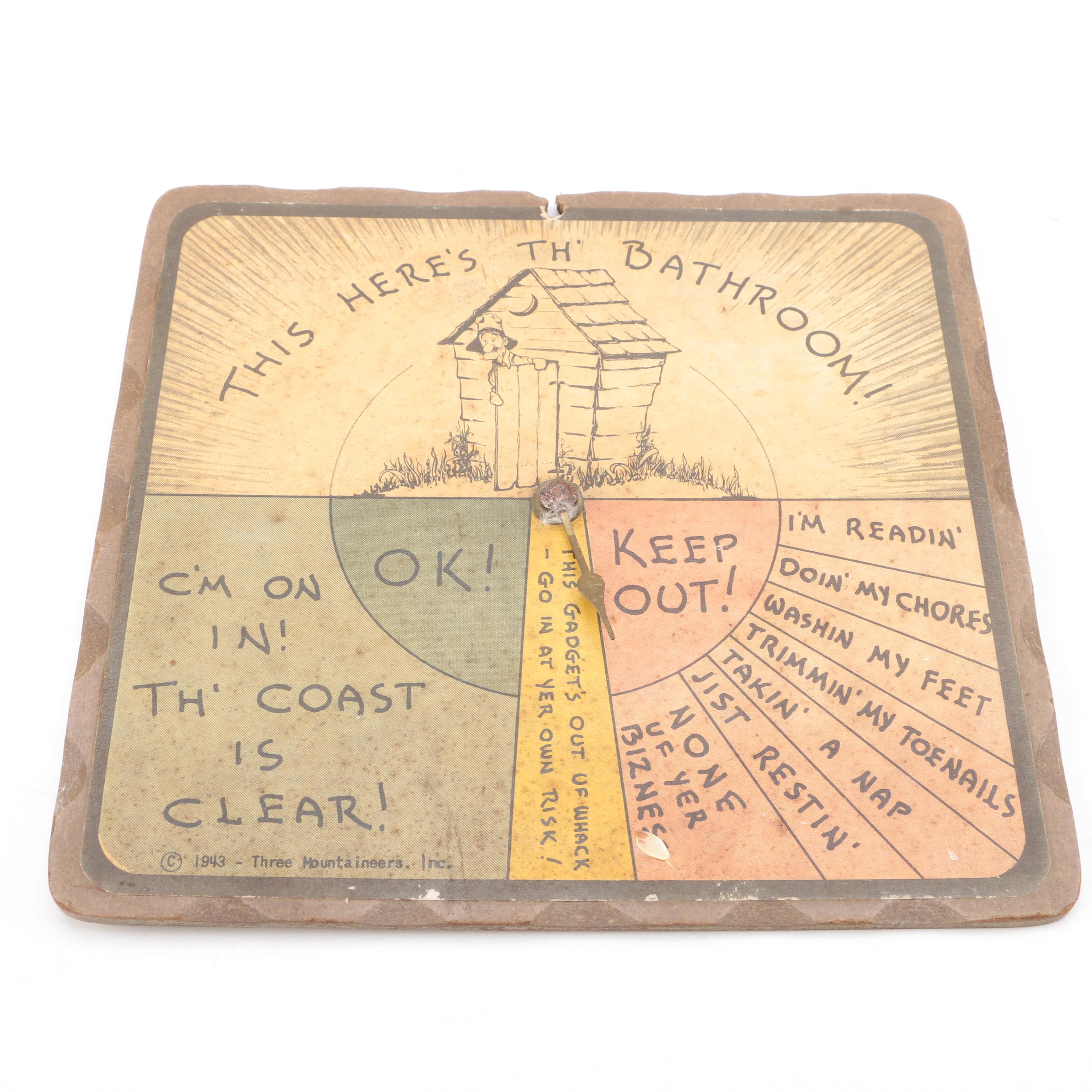 Vintage Bathroom Wall Hanging Sign