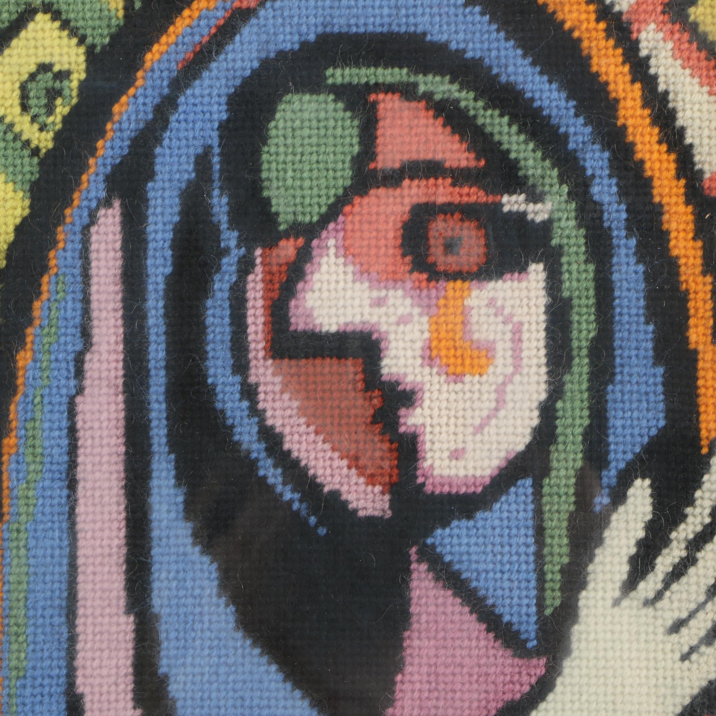 Needlepoint Textile After Picasso's "Girl Before a Mirror"