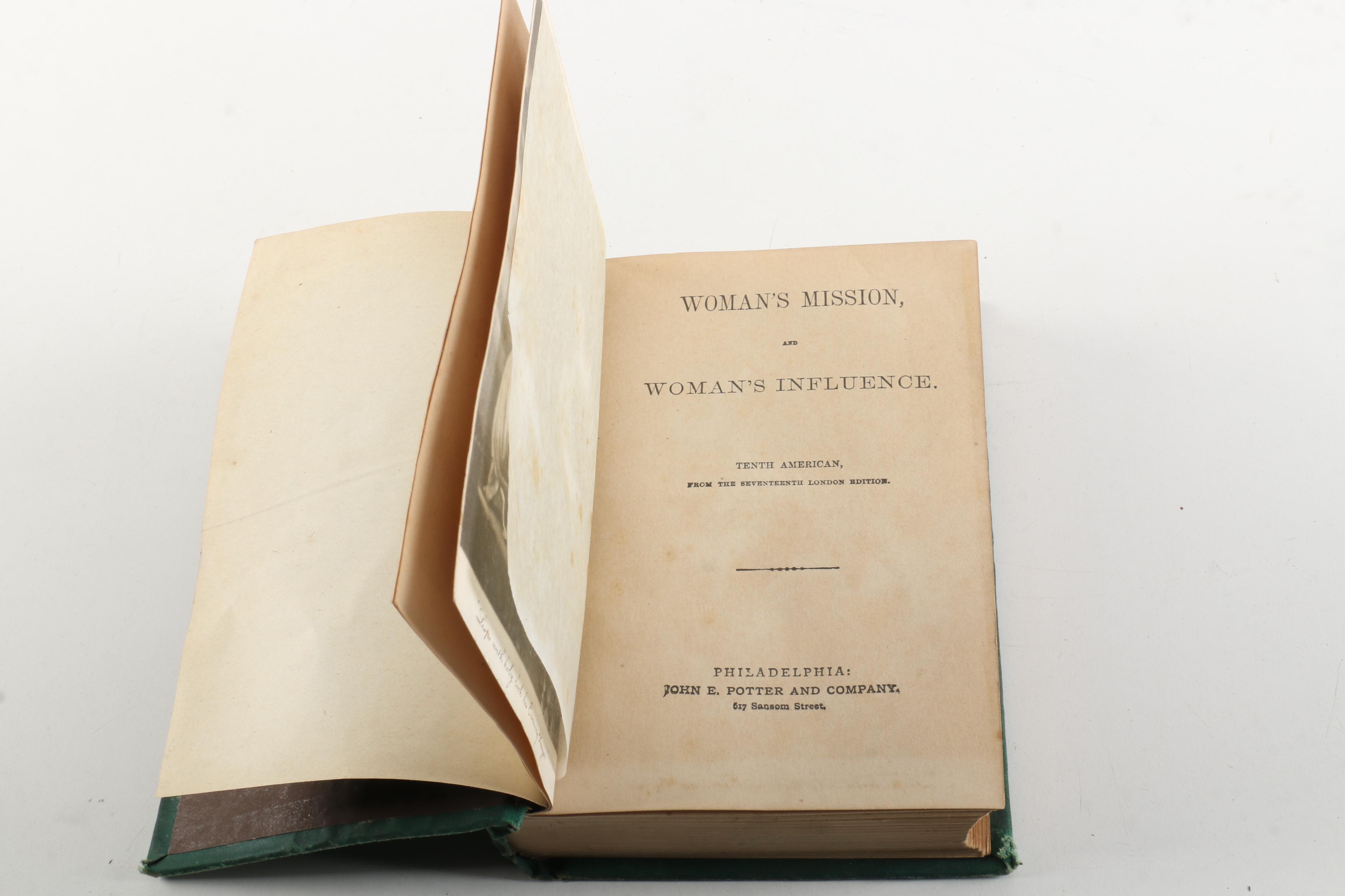 Nineteenth-Century Book "Woman's Mission, and Woman's Influence"