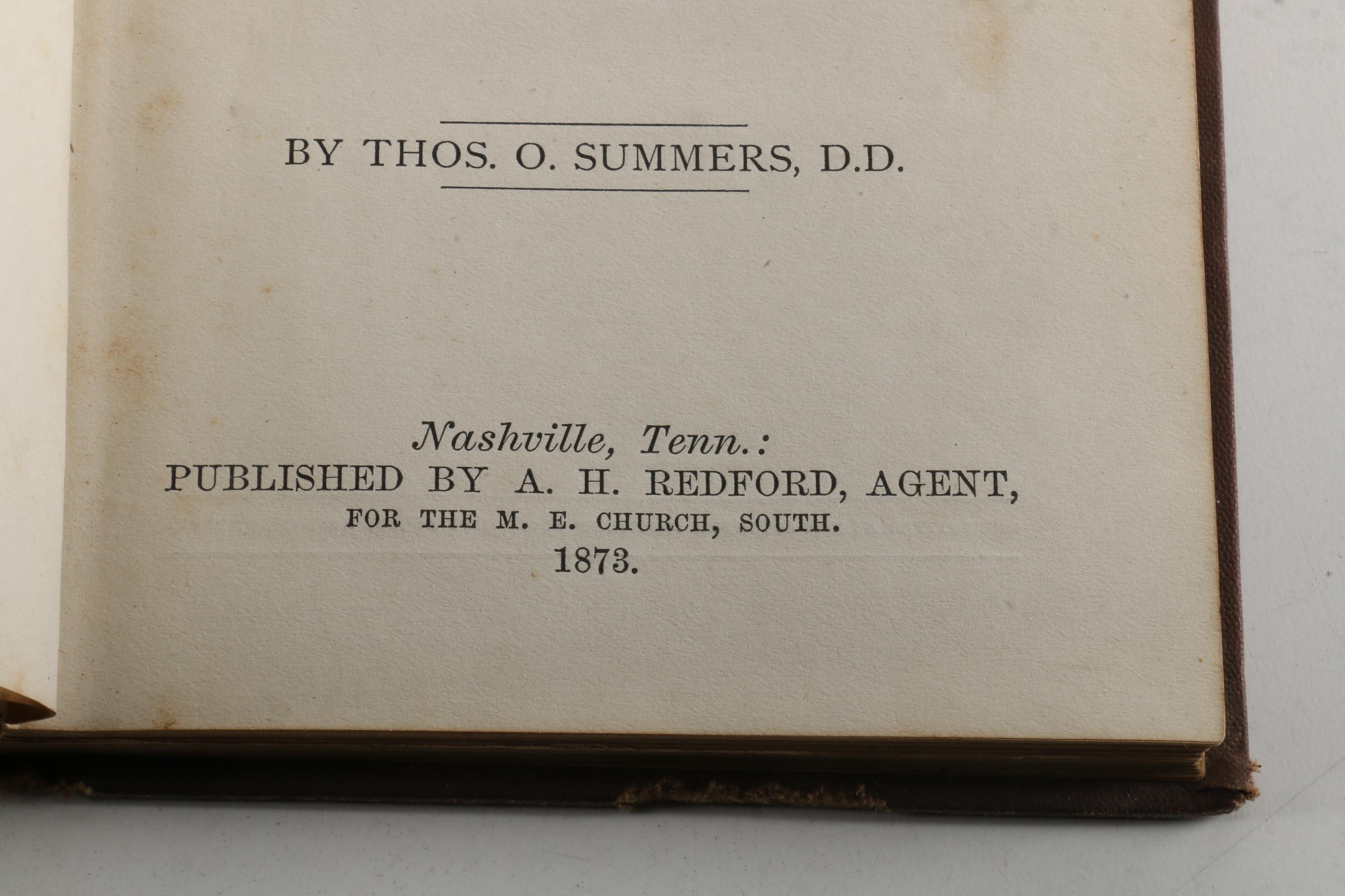 1873 Commentary on the Methodist Episcopal Church and 1923 "The Stranger's Pew"