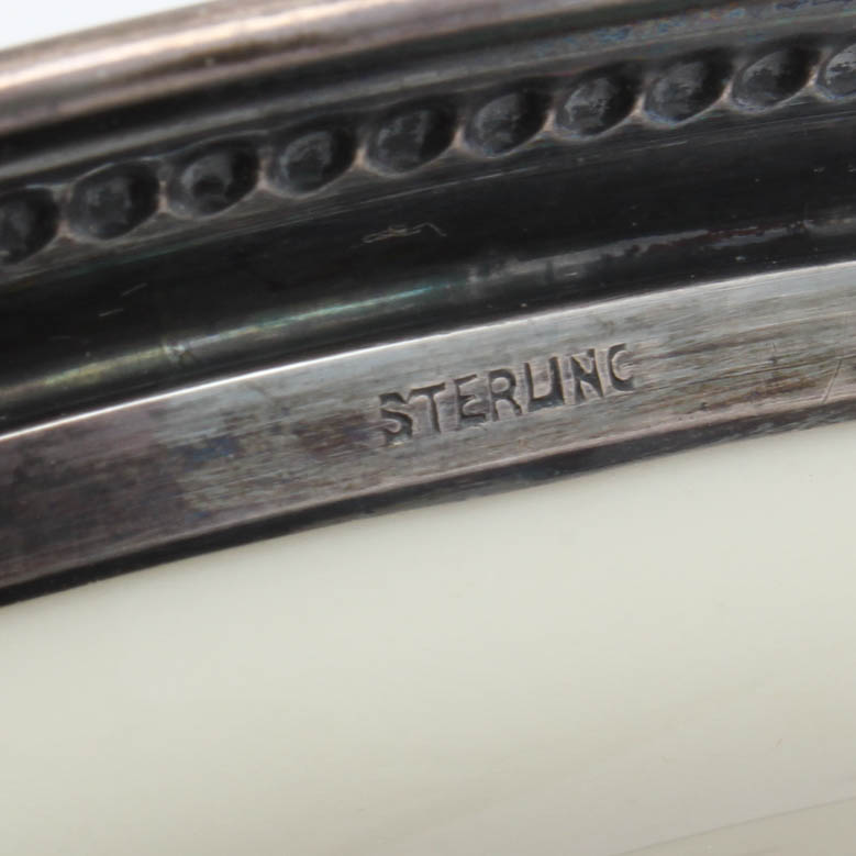 Sterling Silver Rimmed Rosenthal Porcelain Plates and Kirk & Matz Knife