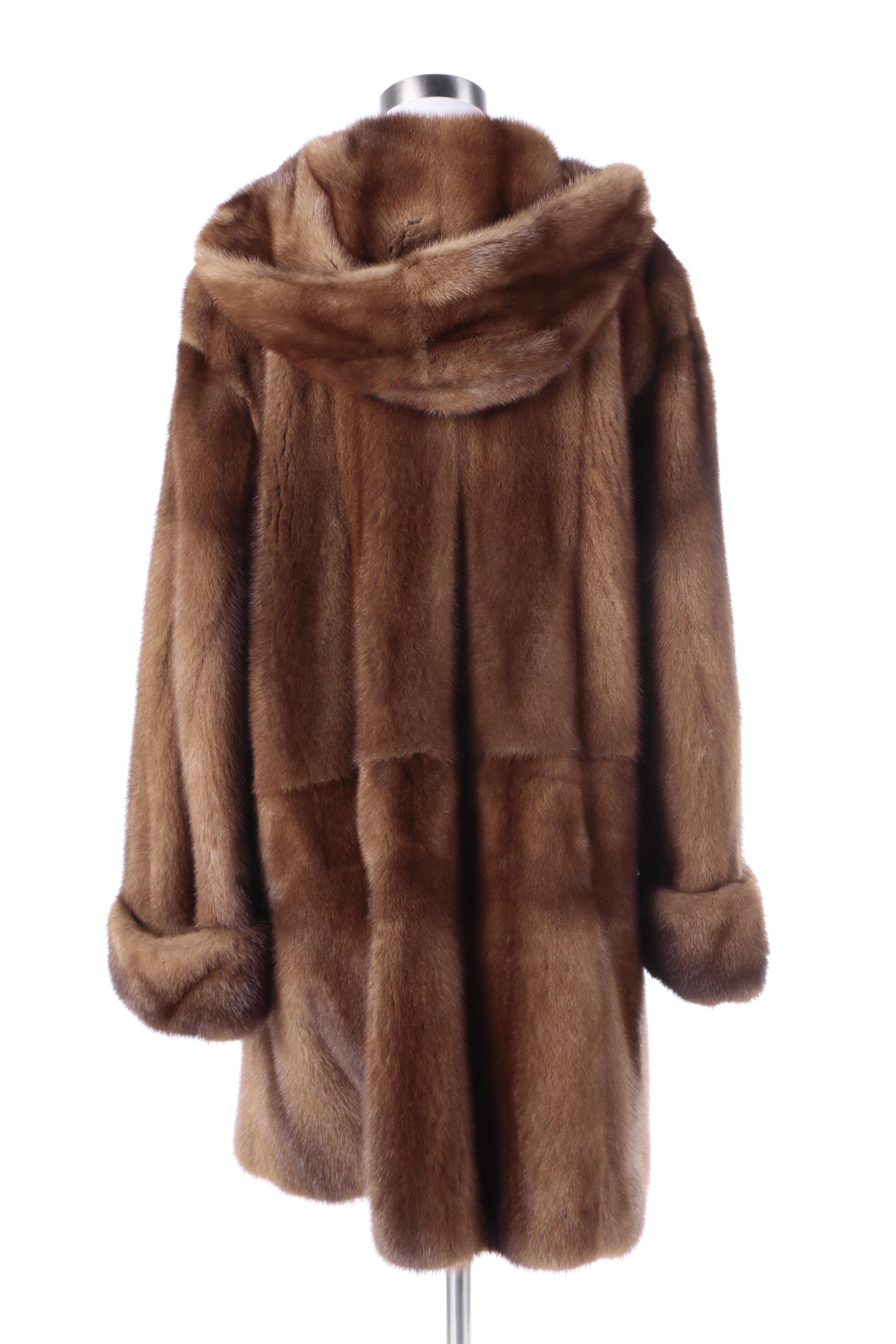 Women's Vintage Garber Furs Mink Fur Toggle Coat with Hood