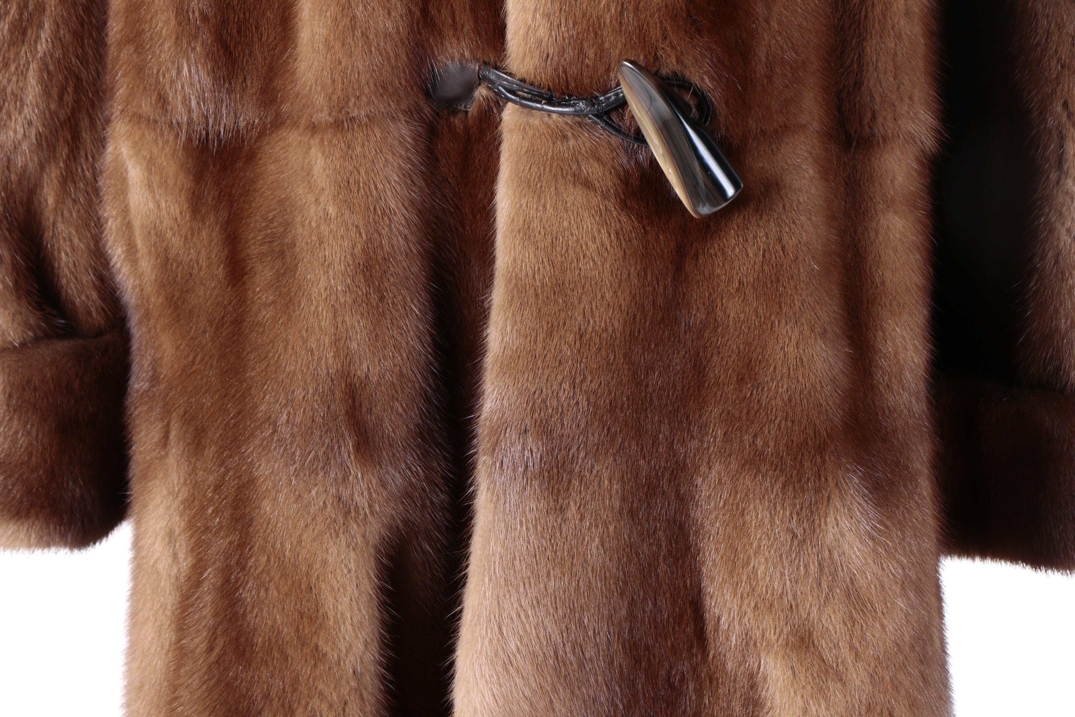 Women's Vintage Garber Furs Mink Fur Toggle Coat with Hood