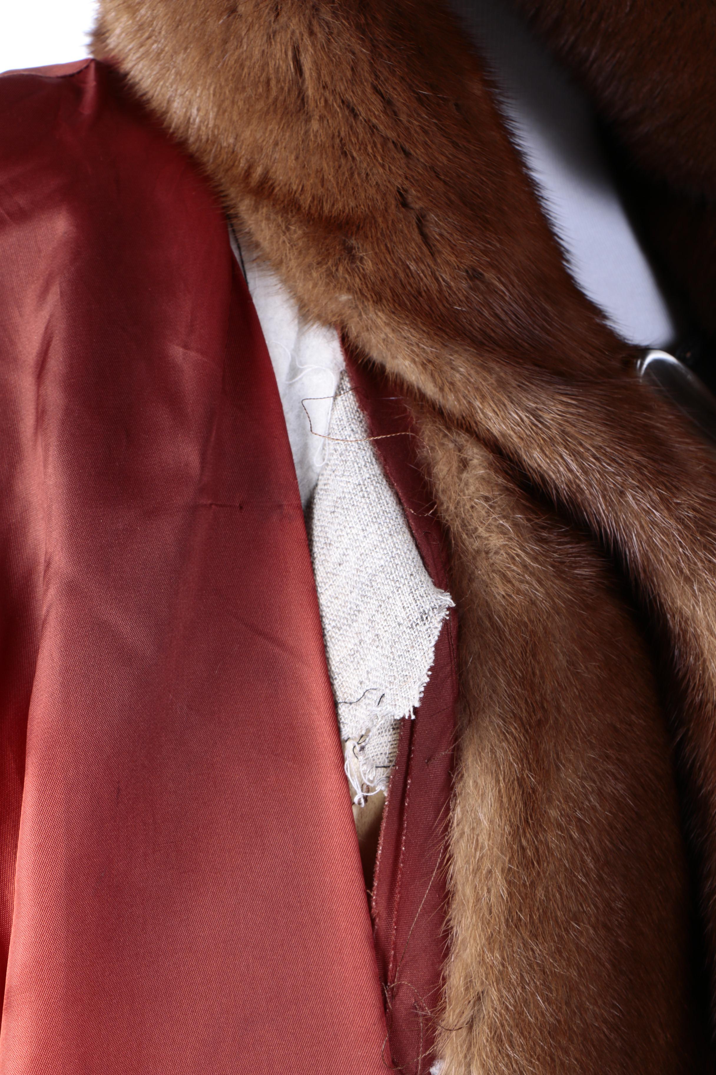 Women's Vintage Garber Furs Mink Fur Toggle Coat with Hood
