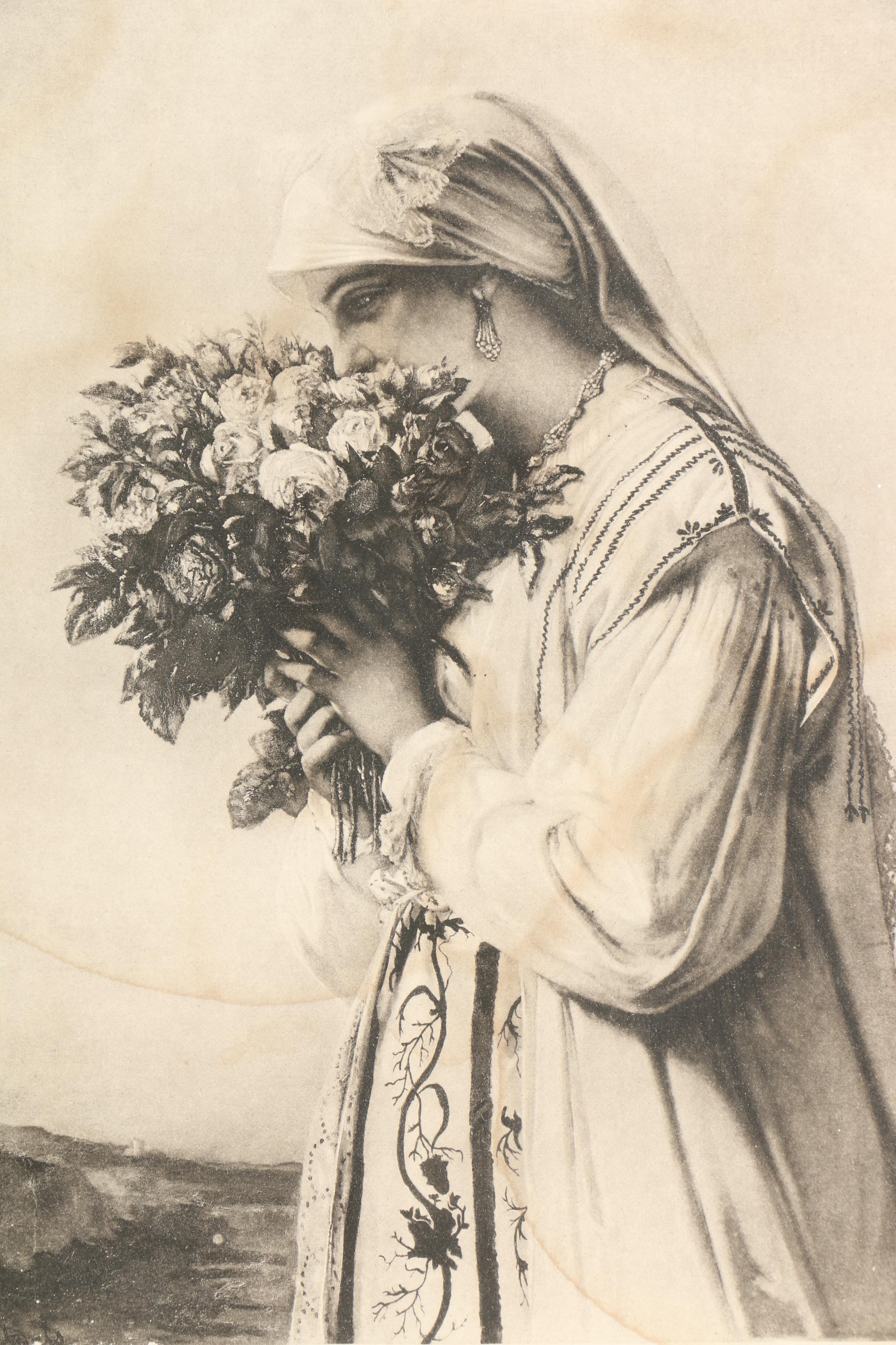 Lithograph on Paper After J.F. Portaels' "Roses"