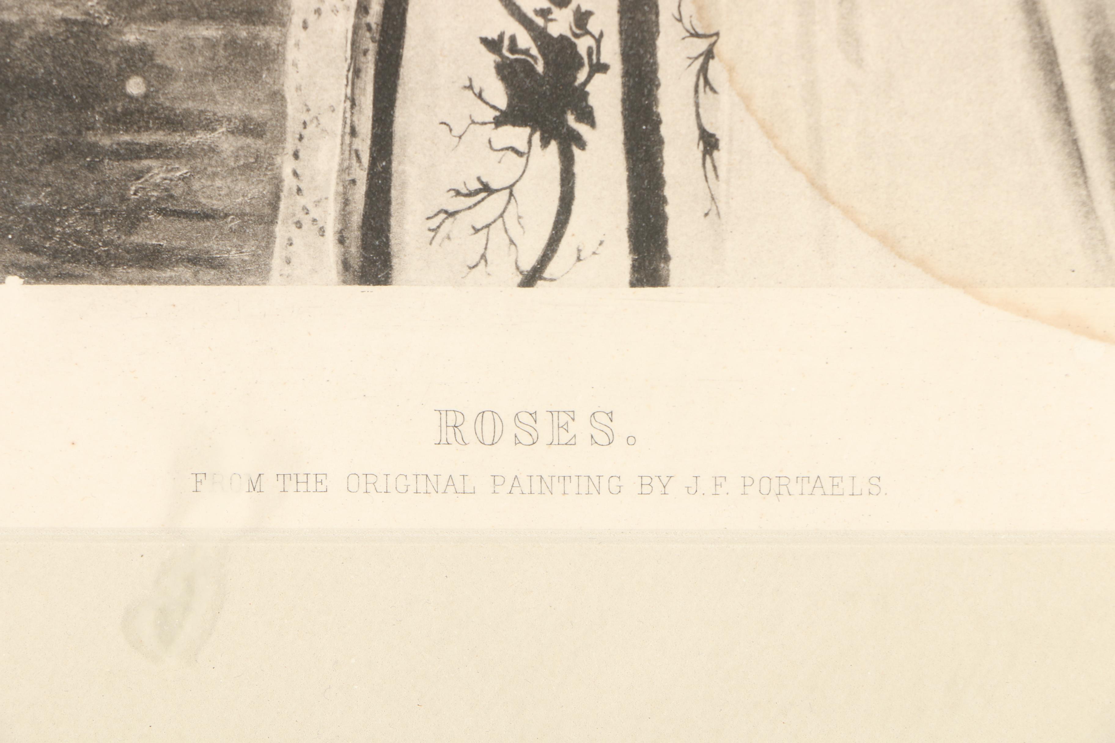 Lithograph on Paper After J.F. Portaels' "Roses"