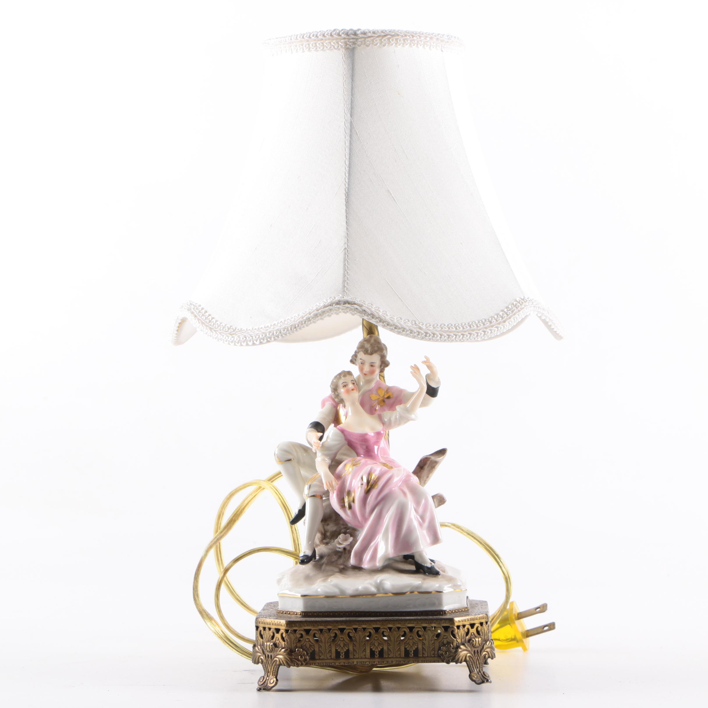Dresden Franz Witter Porcelain Figural Accent Lamp