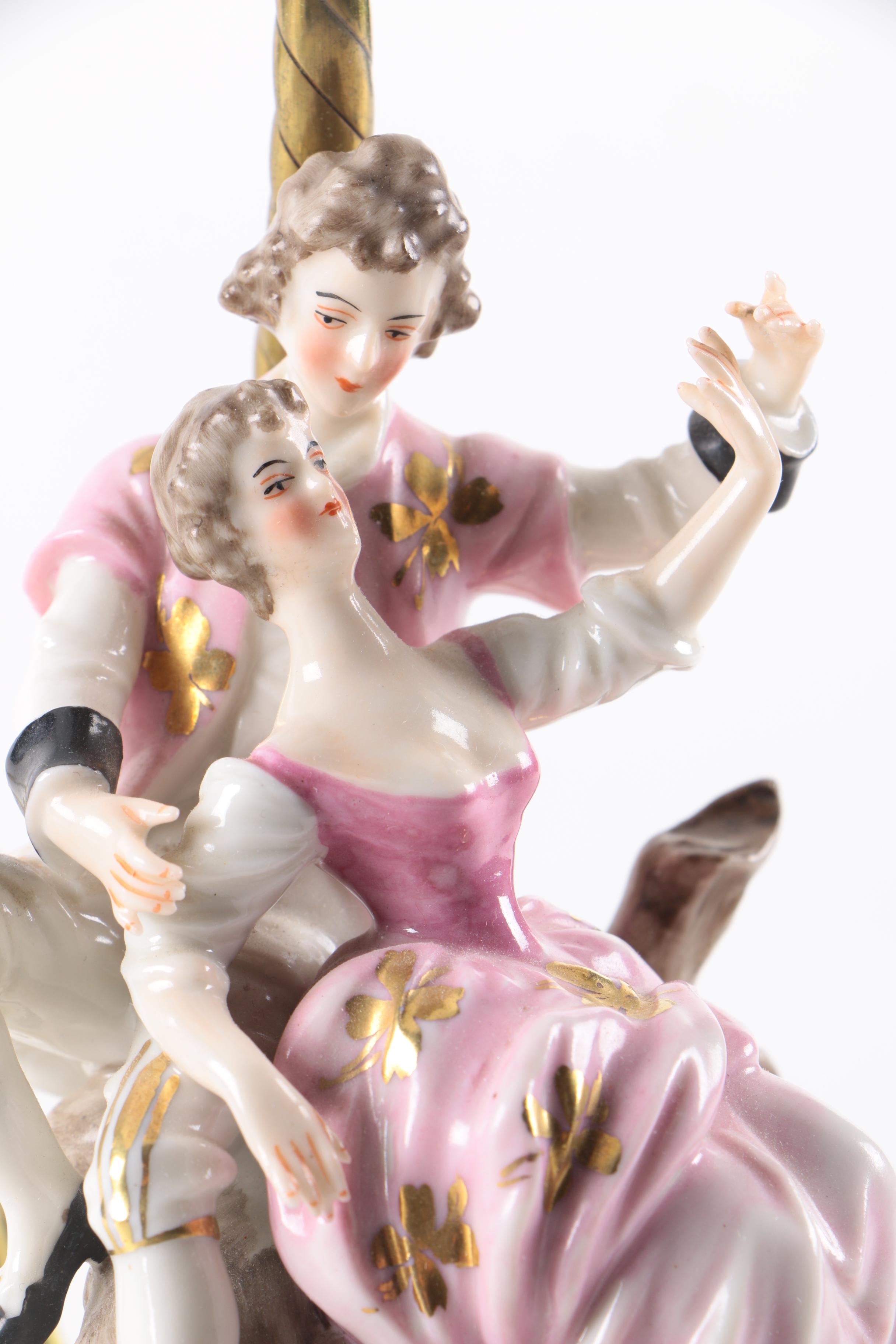 Dresden Franz Witter Porcelain Figural Accent Lamp