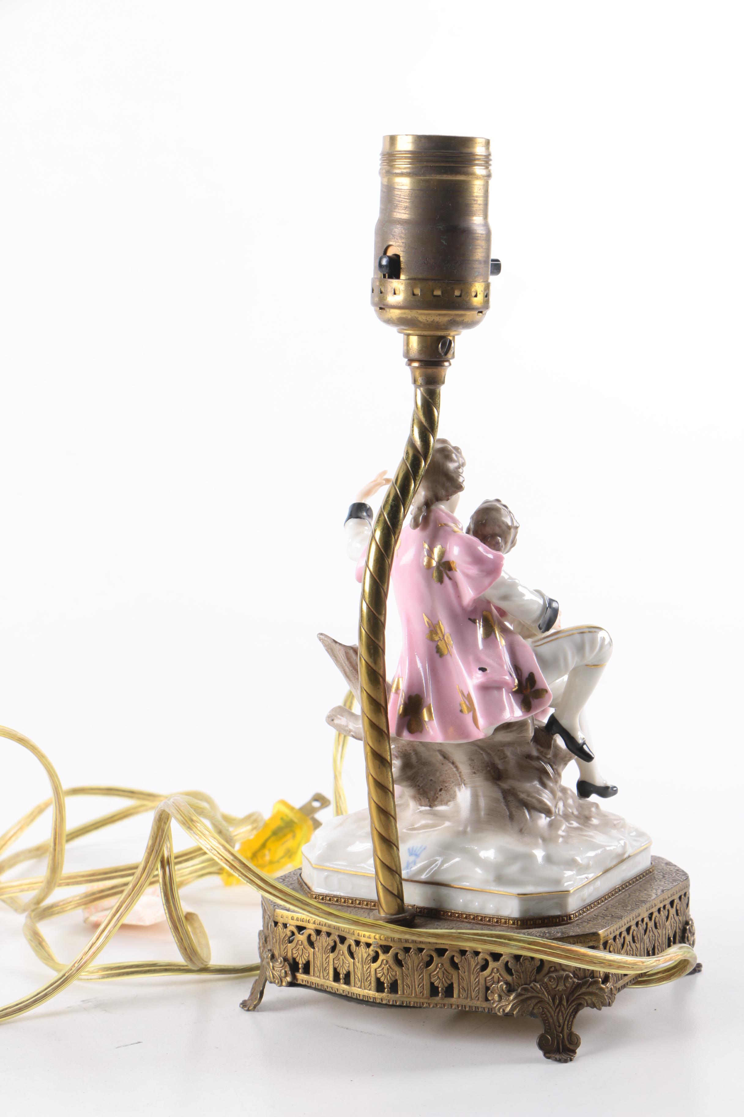Dresden Franz Witter Porcelain Figural Accent Lamp