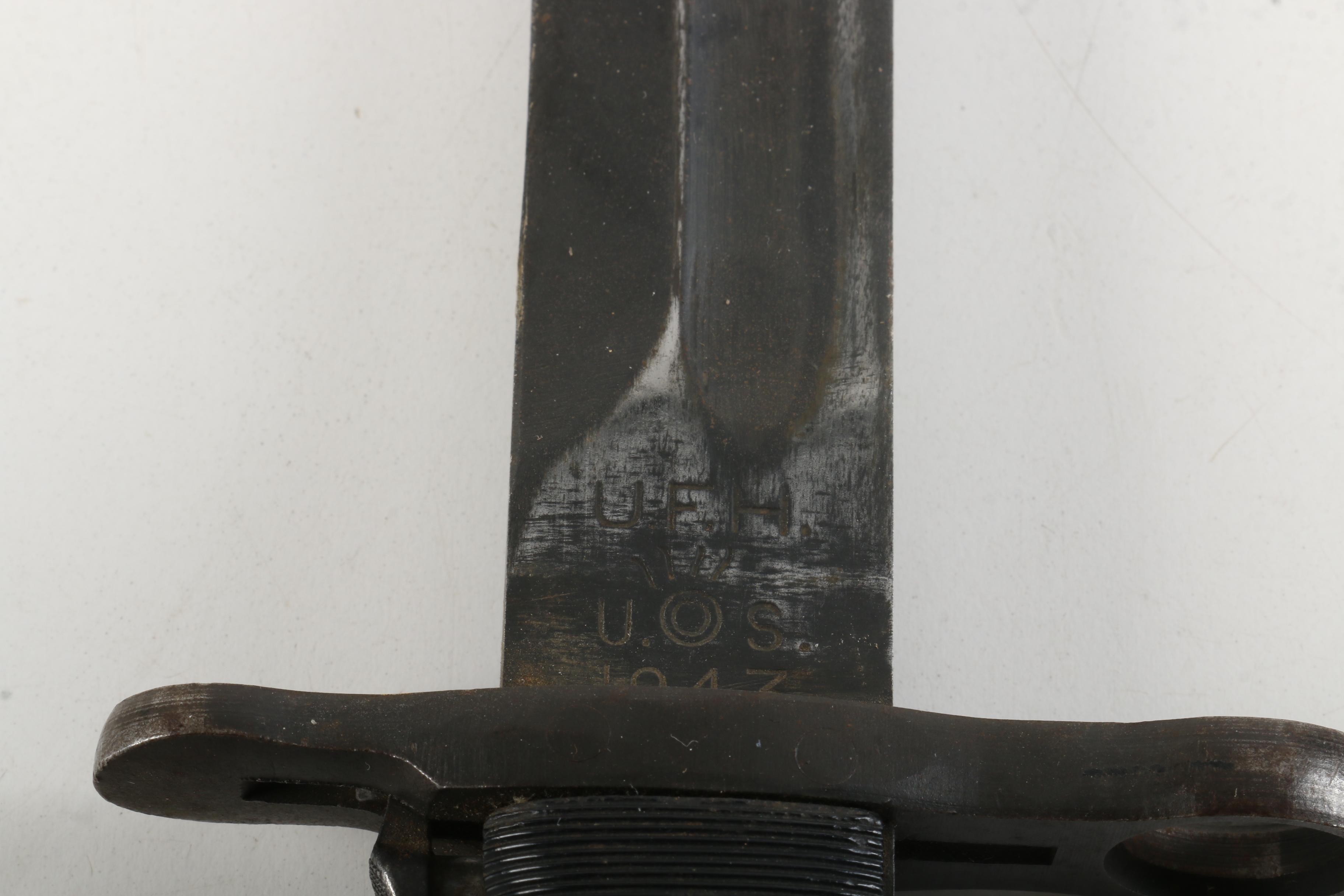 Dated 1943 M1 Bayonet for Garand Rifle with Scabbard