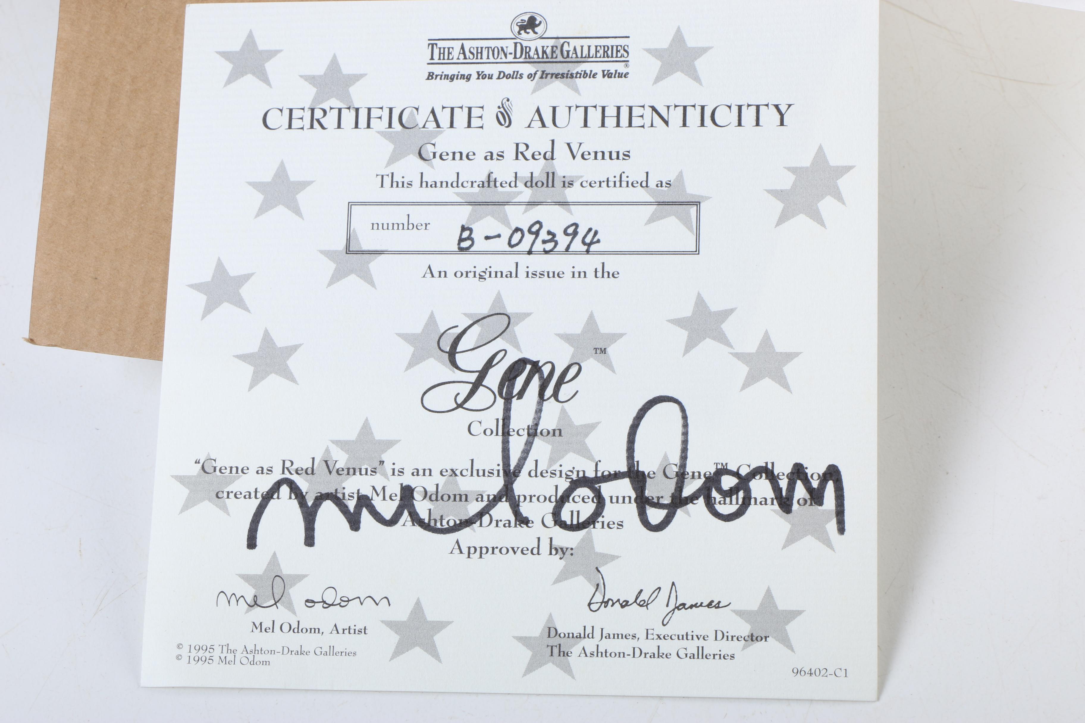 Ashton Drake Signed "Red Venus" Gene Marshall Doll and Costume