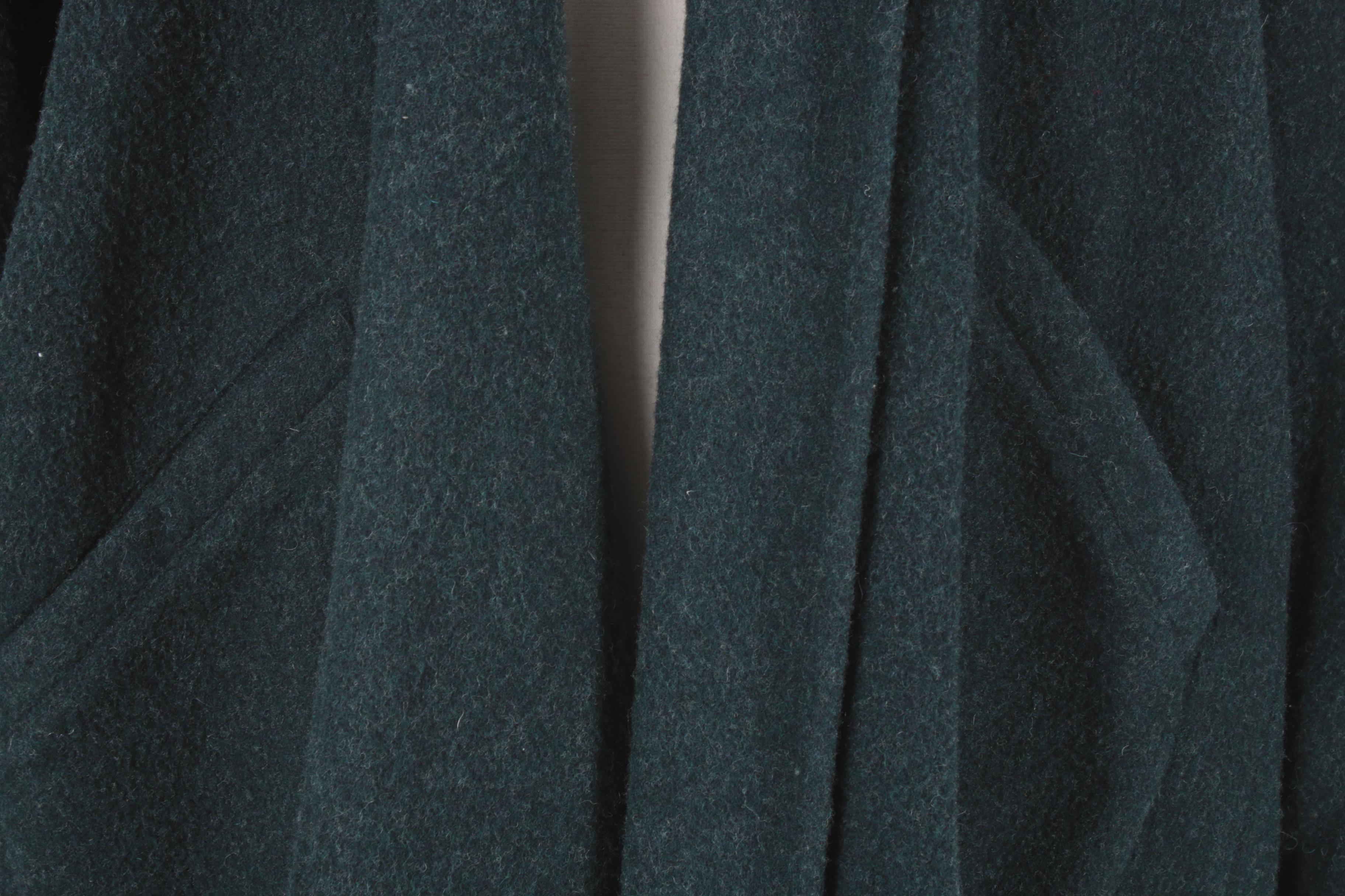 Women's Eileen Fisher Dark Teal Wool Overcoat
