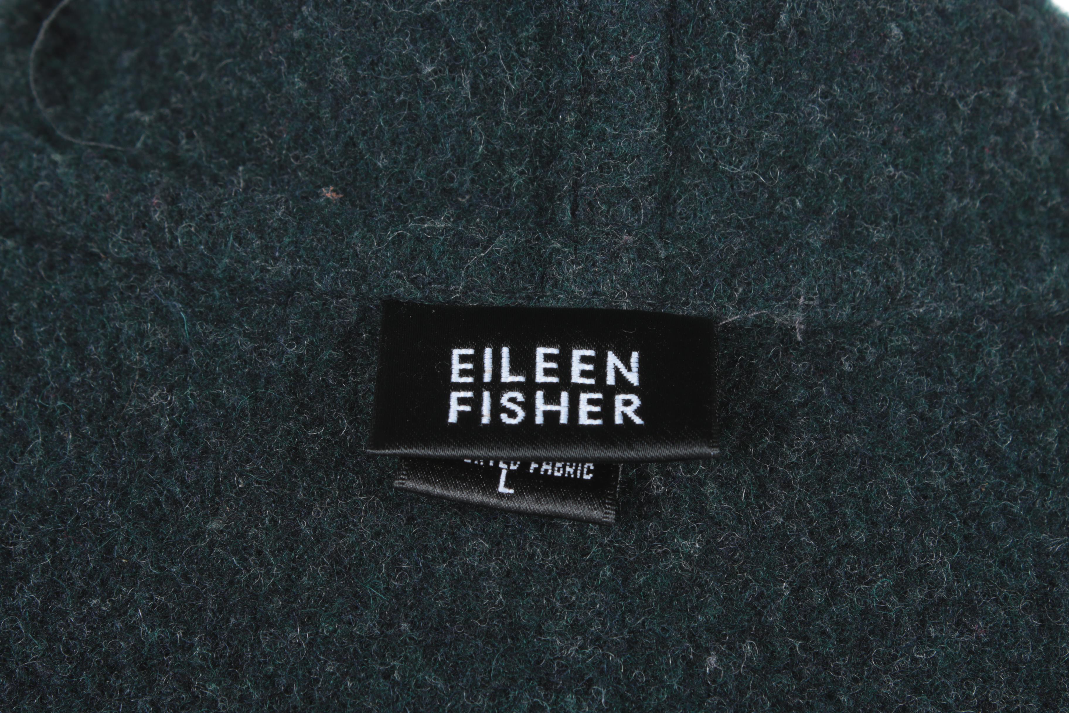 Women's Eileen Fisher Dark Teal Wool Overcoat