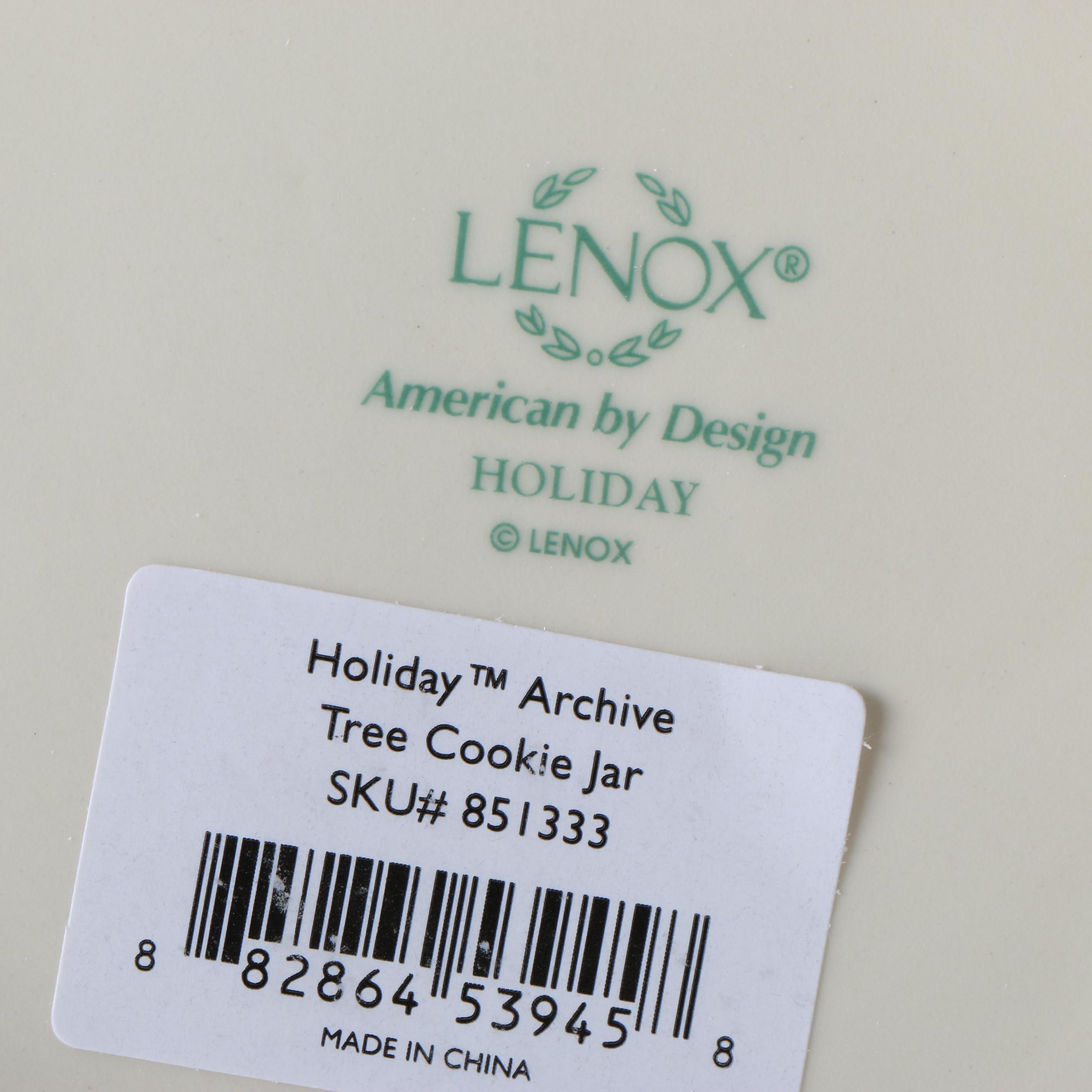 Lenox "Holiday" Christmas Tree Cookie Jar and Paneled Bowl