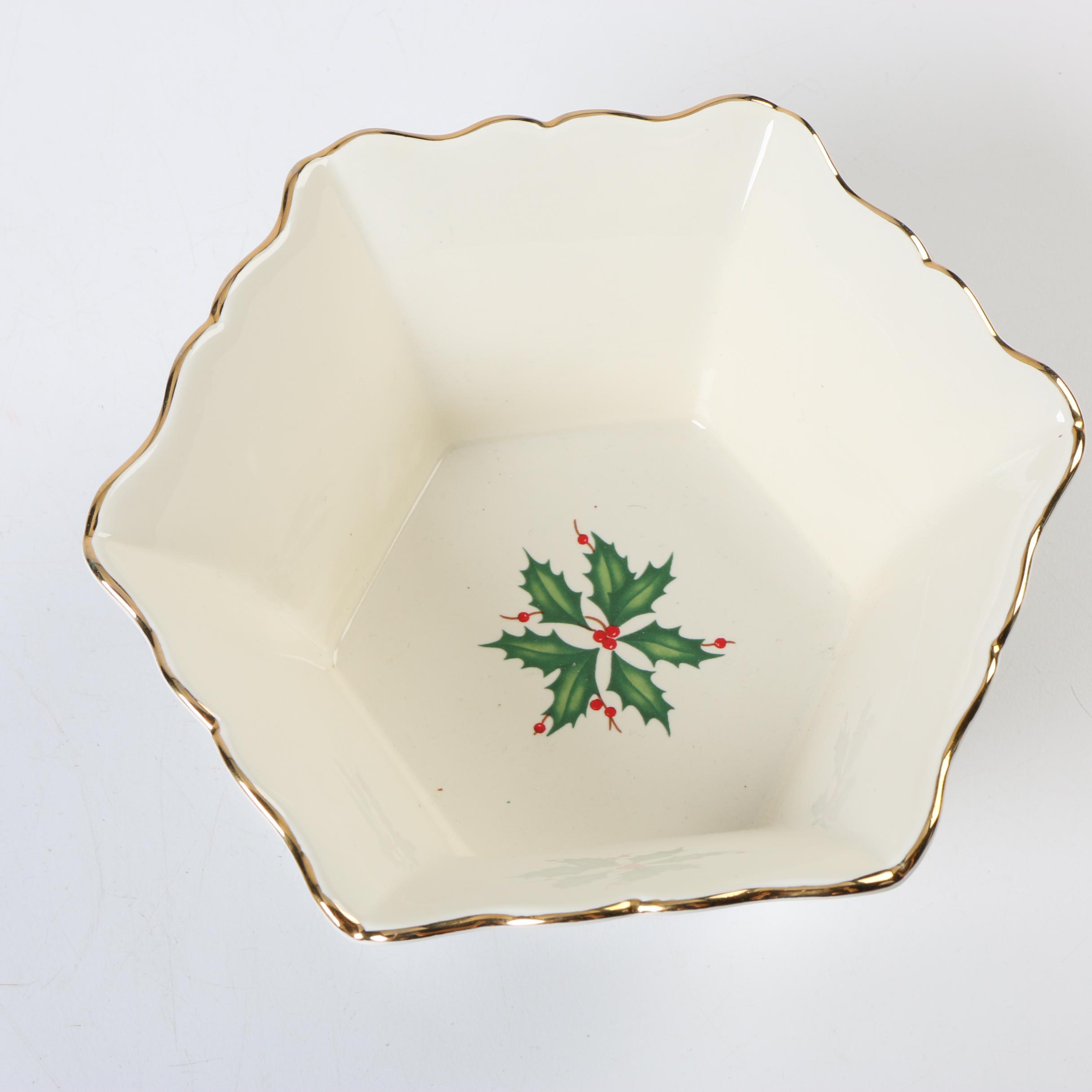 Lenox "Holiday" Christmas Tree Cookie Jar and Paneled Bowl