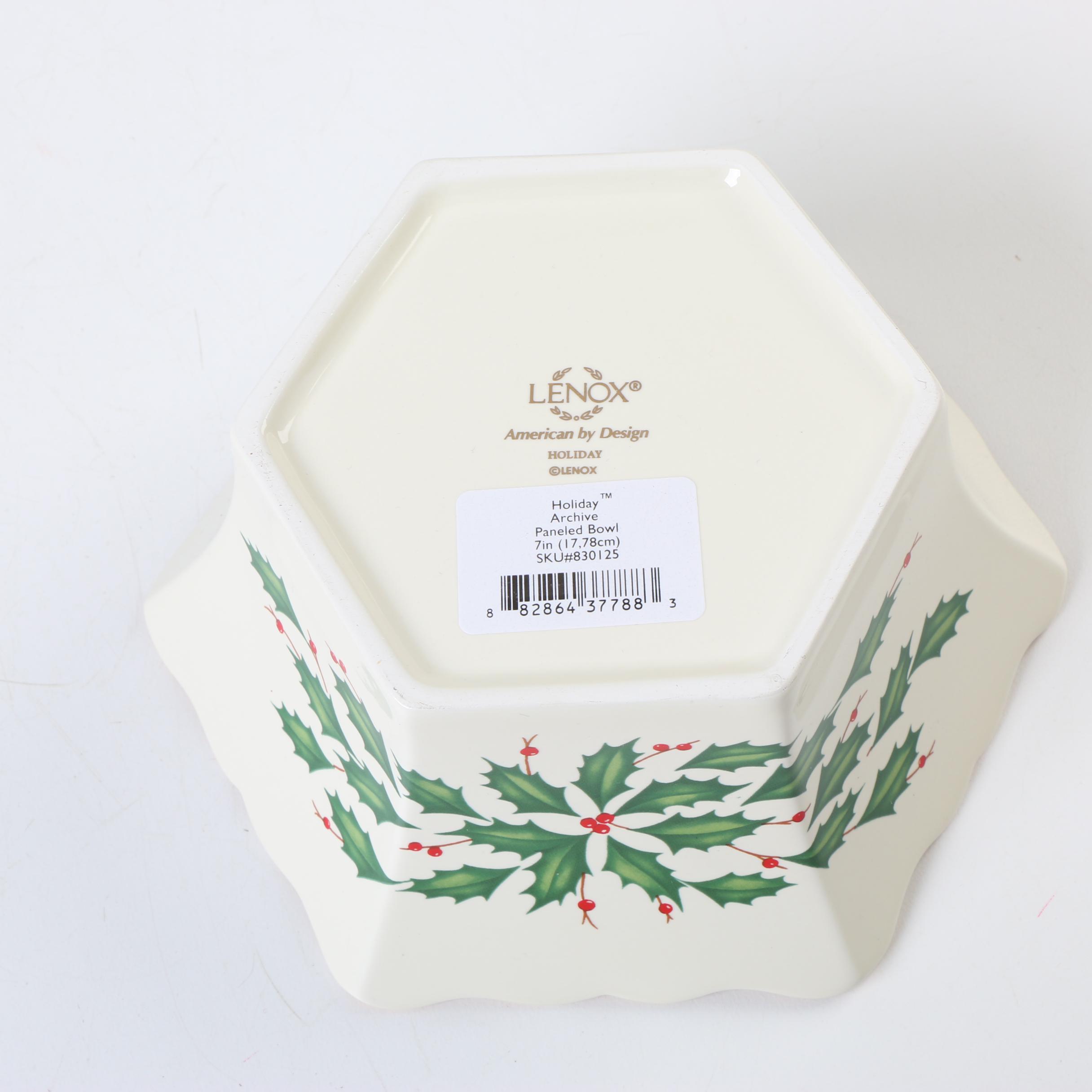 Lenox "Holiday" Christmas Tree Cookie Jar and Paneled Bowl