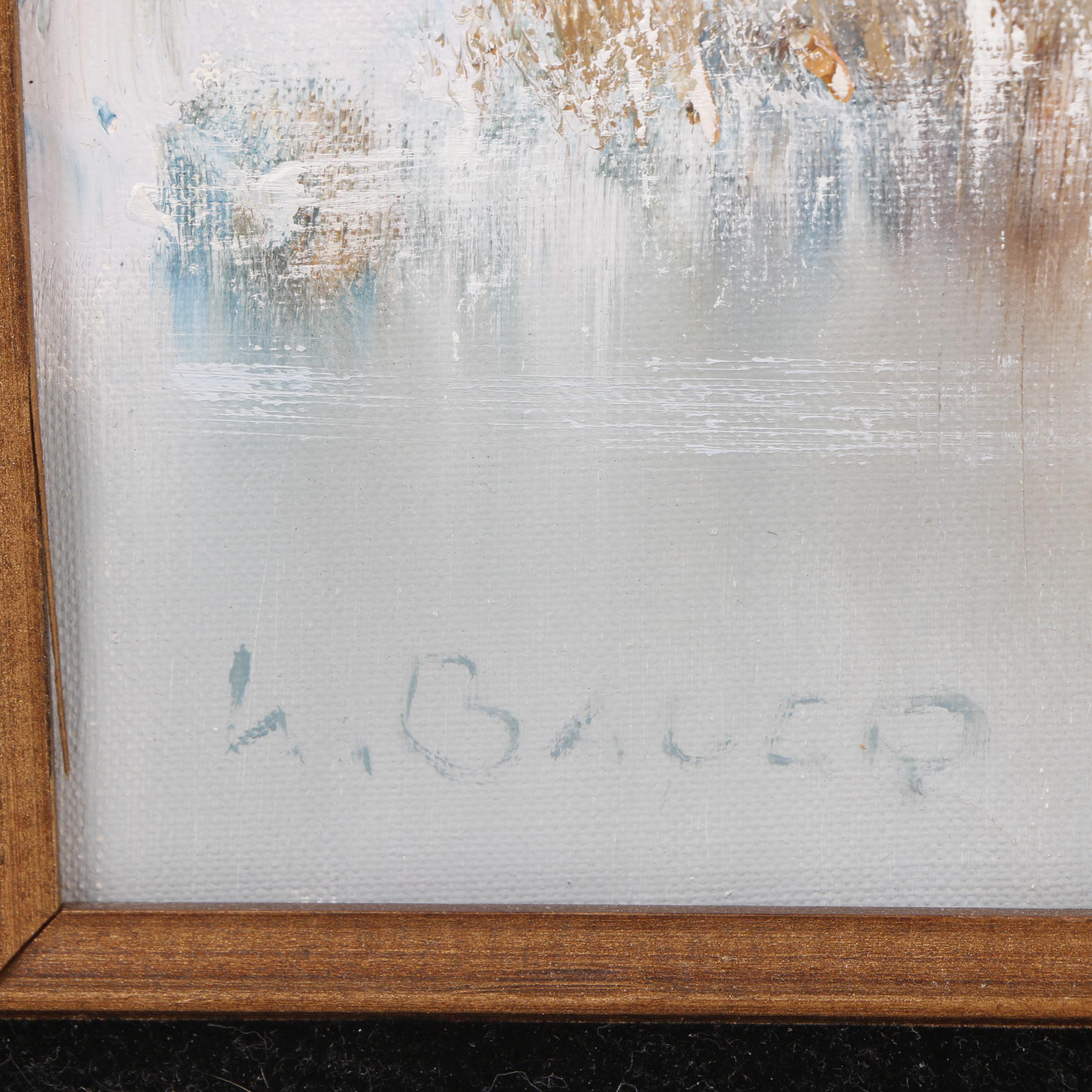 Oil Painting of House by a Lake