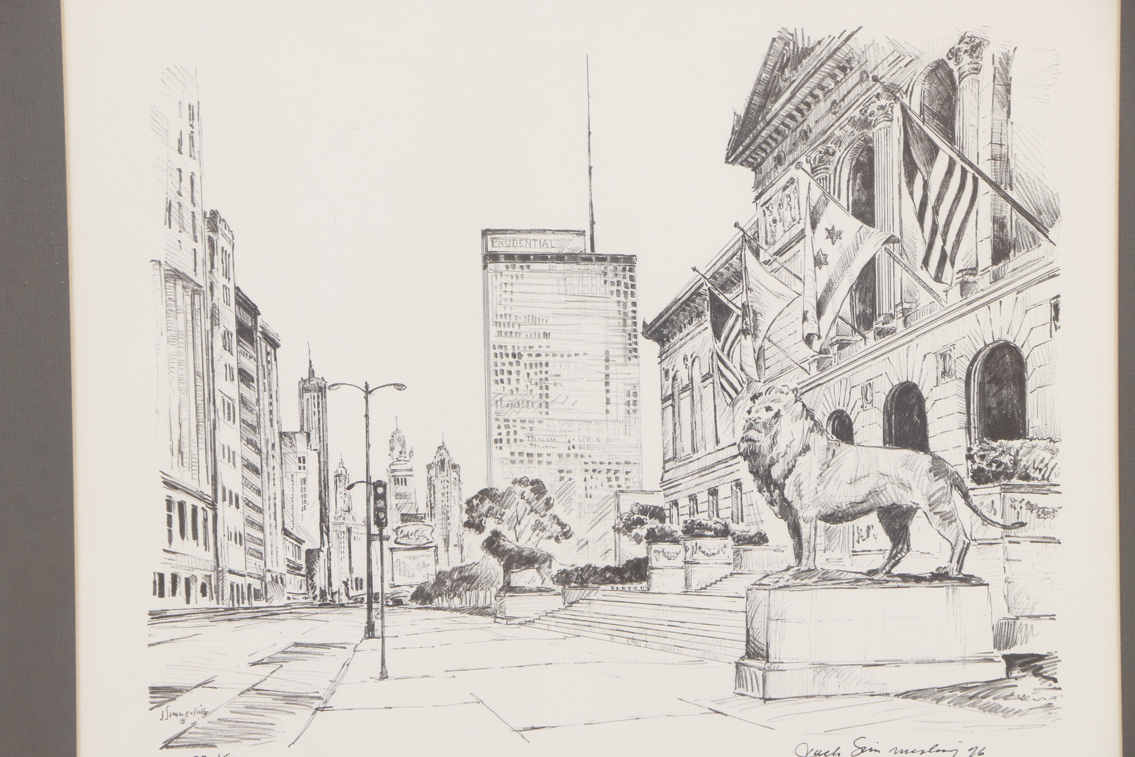 Jack Simmerling Limited Edition Lithograph of Drawing