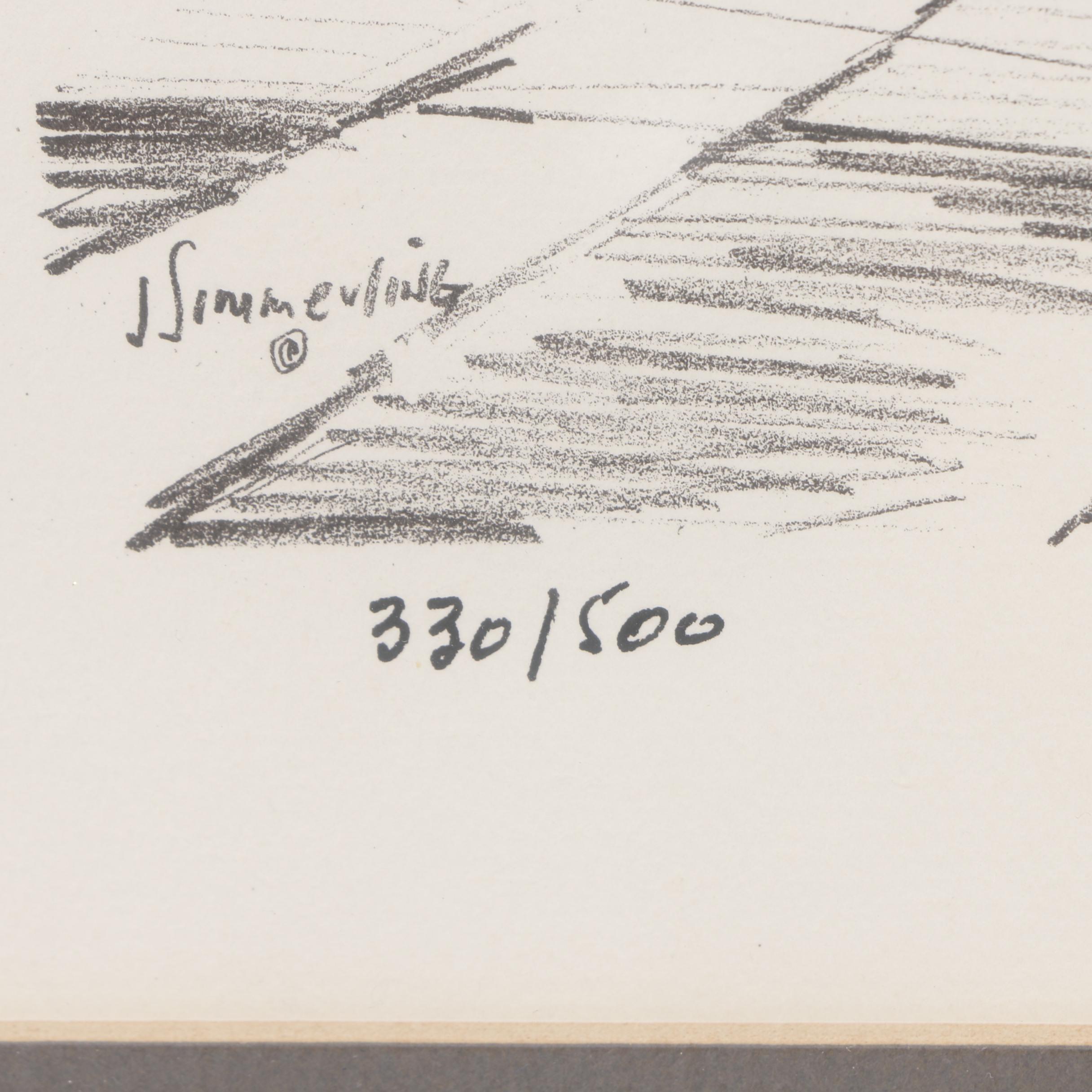 Jack Simmerling Limited Edition Lithograph of Drawing