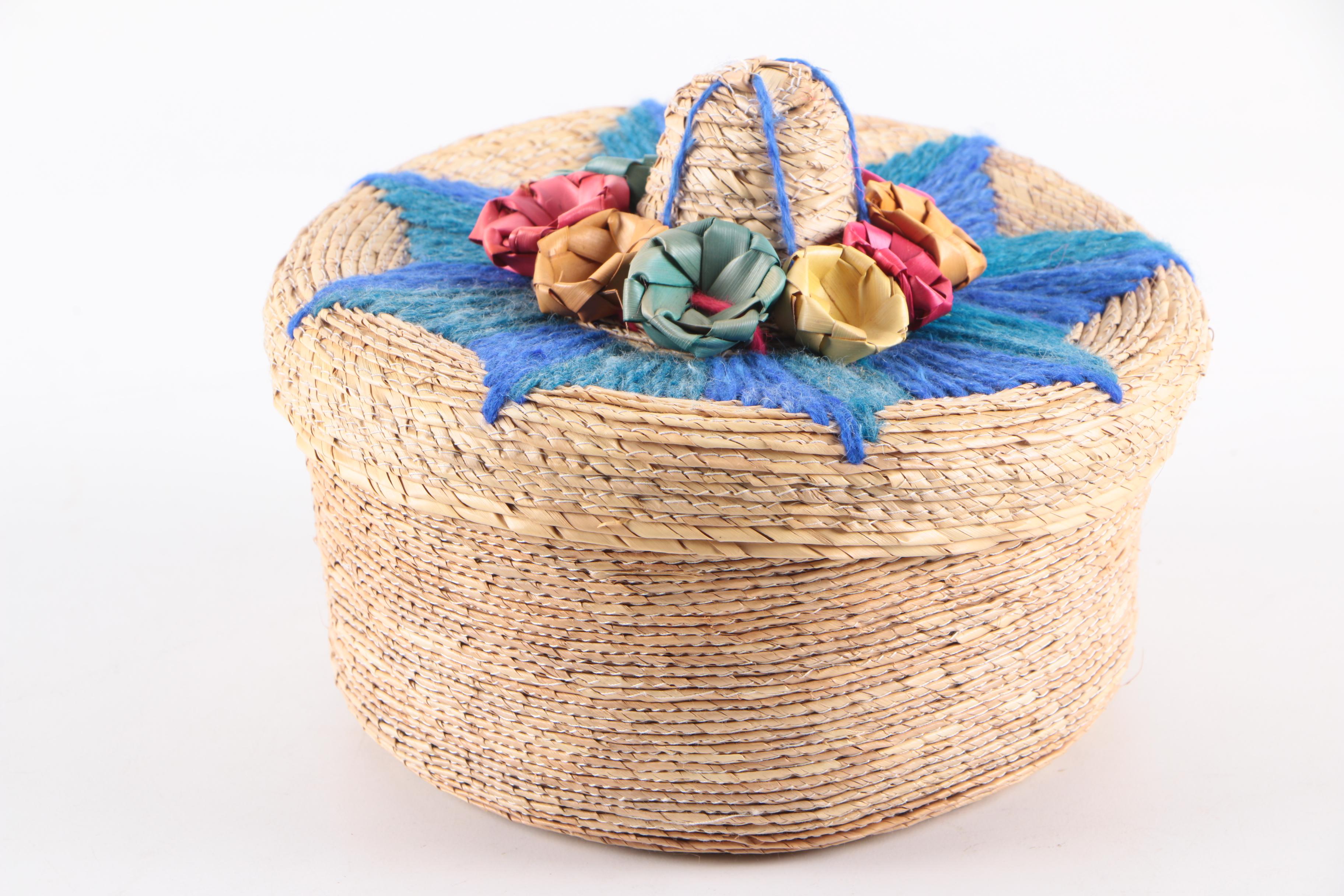 Wooden Box and Hat Shaped Basket