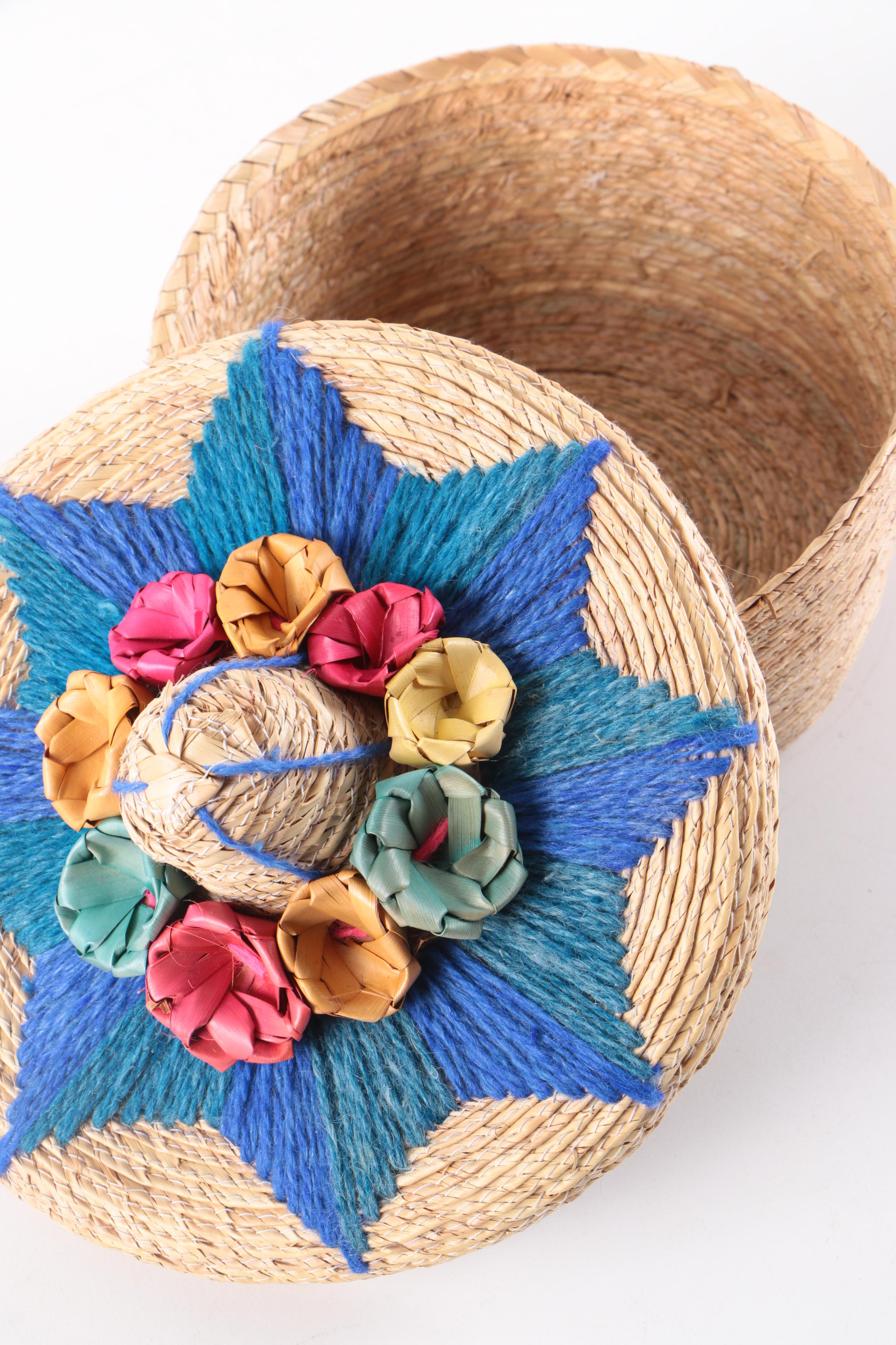 Wooden Box and Hat Shaped Basket