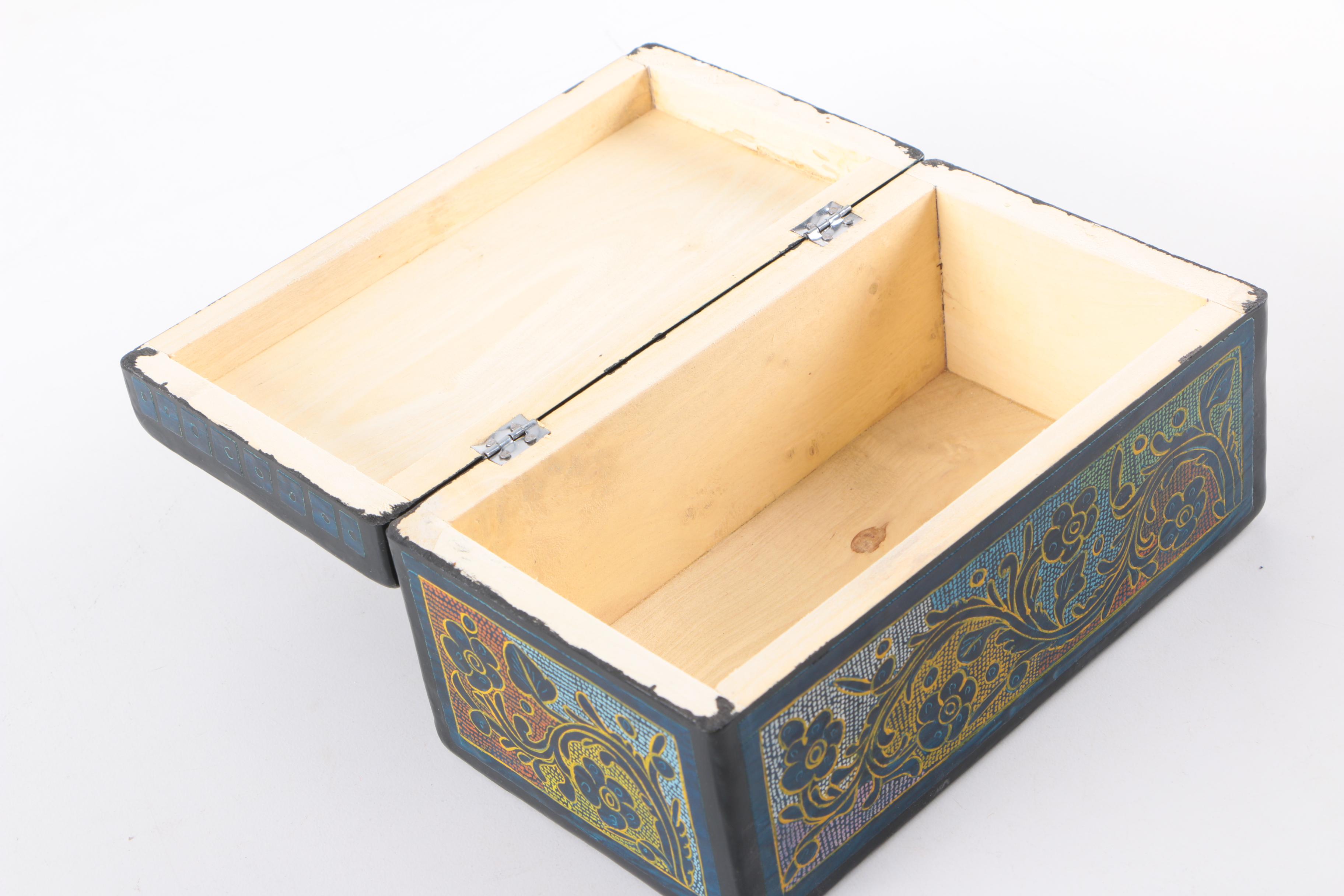 Wooden Box and Hat Shaped Basket