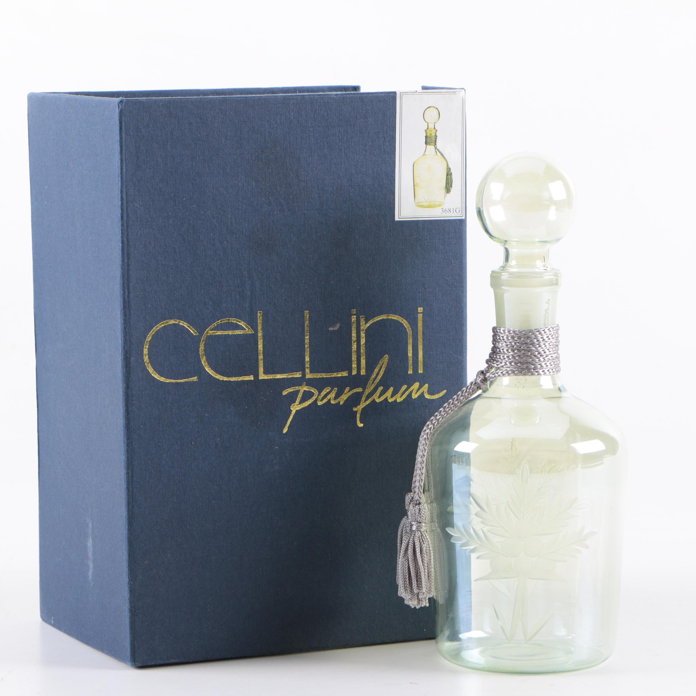 Cellini Etched Glass Perfume Bottle
