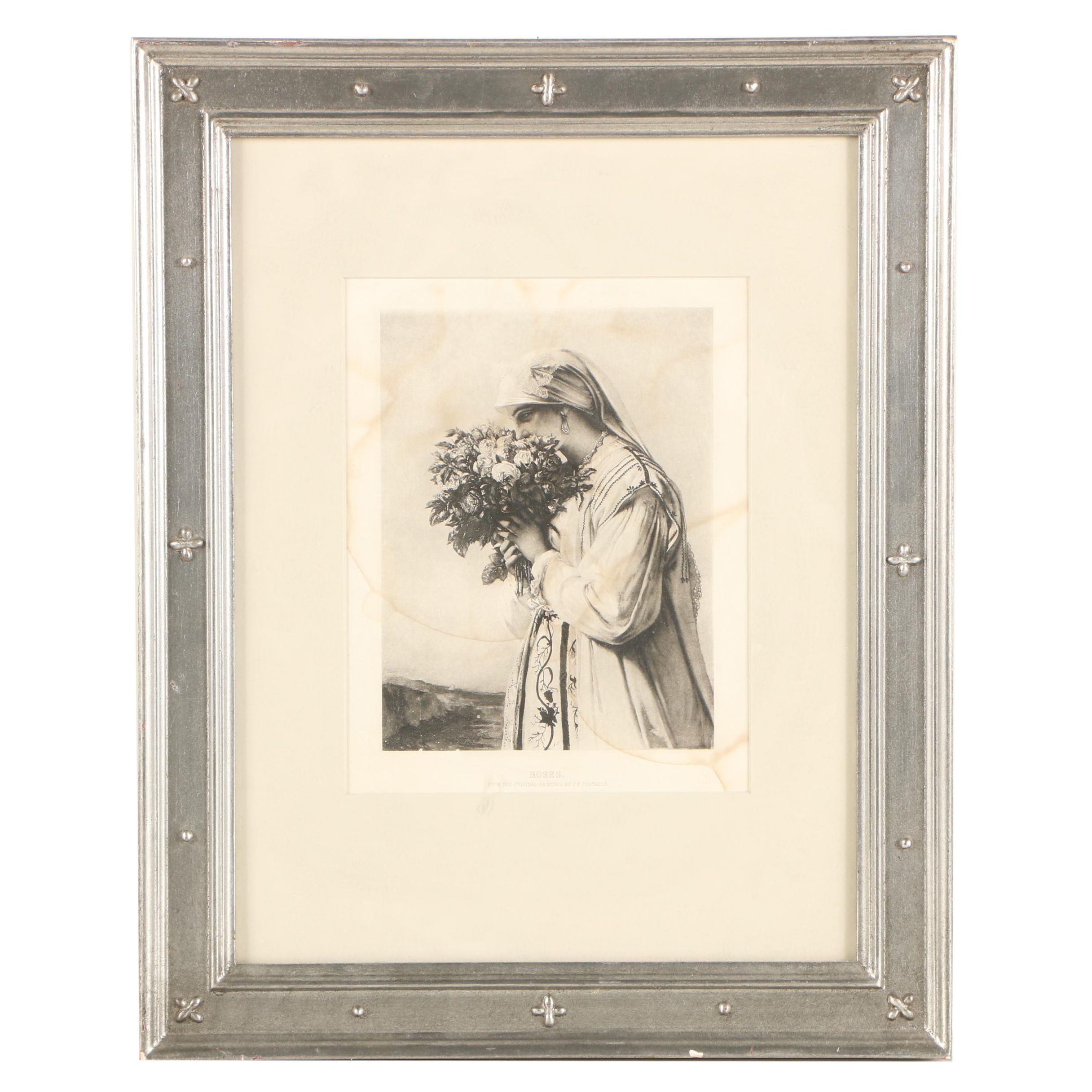 Lithograph on Paper After J.F. Portaels' "Roses"