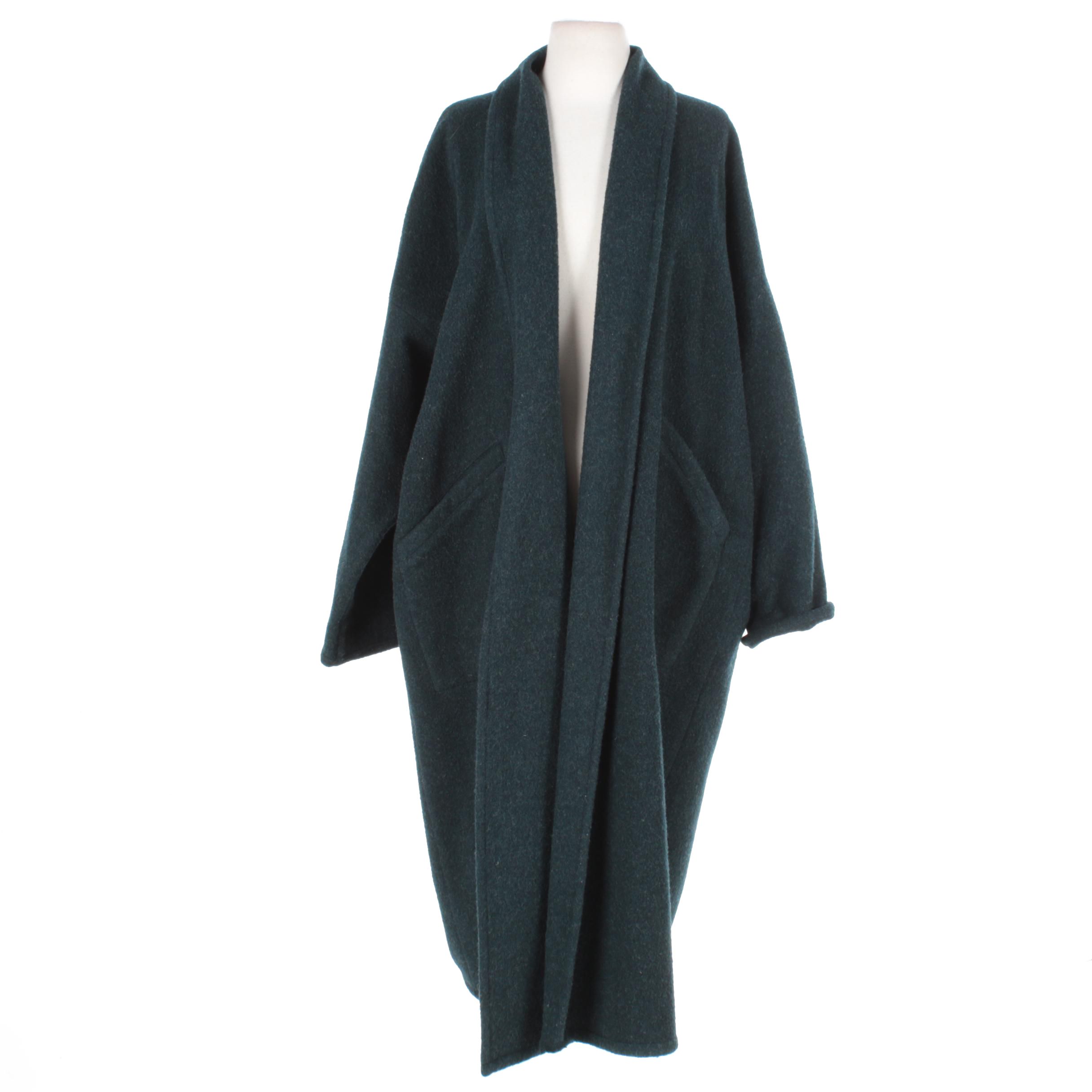 Women's Eileen Fisher Dark Teal Wool Overcoat