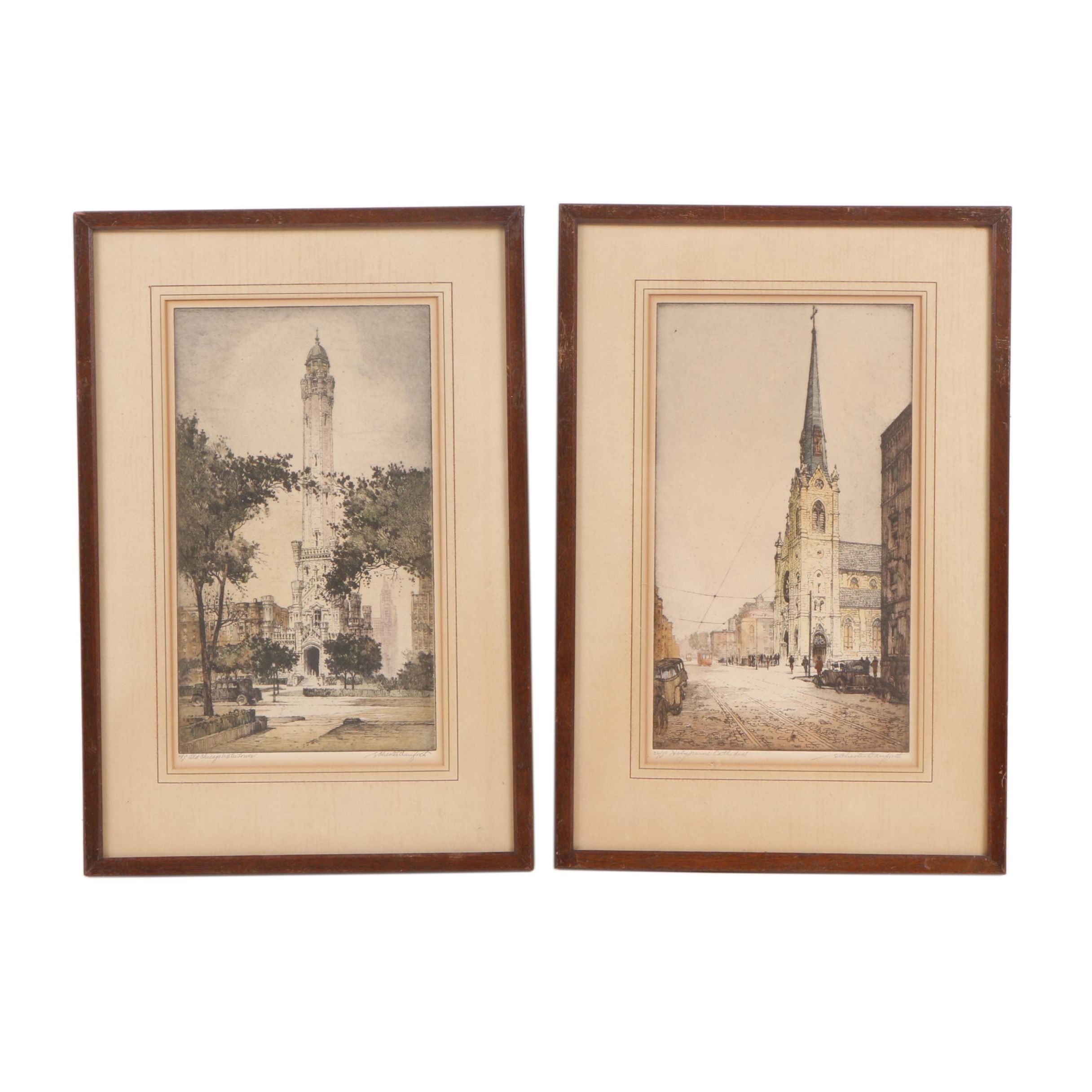 S. Chester Danforth Hand Colored Engravings of Chicago