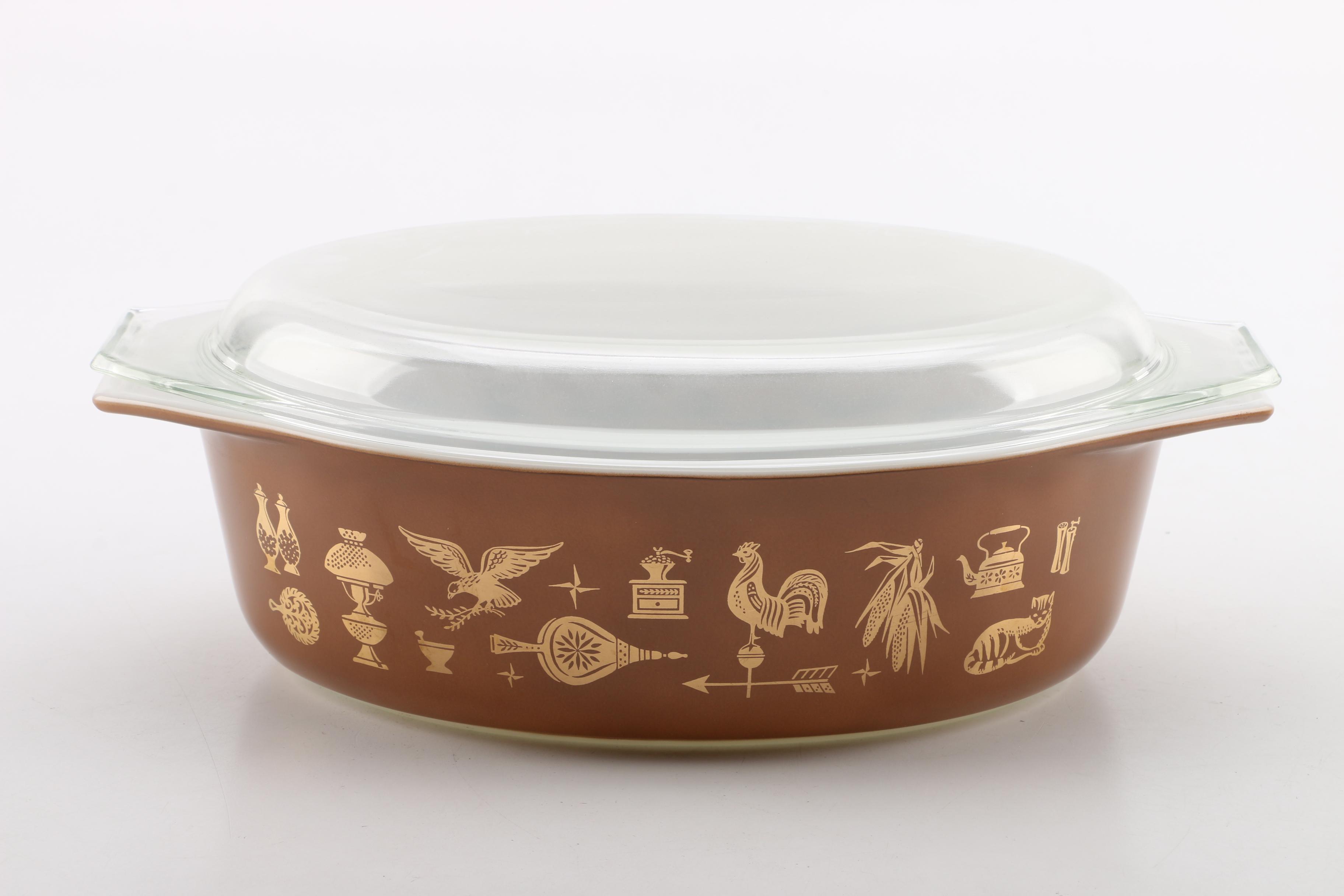 Vintage Pyrex Baking Dishes Including "Spring Blossom" and "Early American"