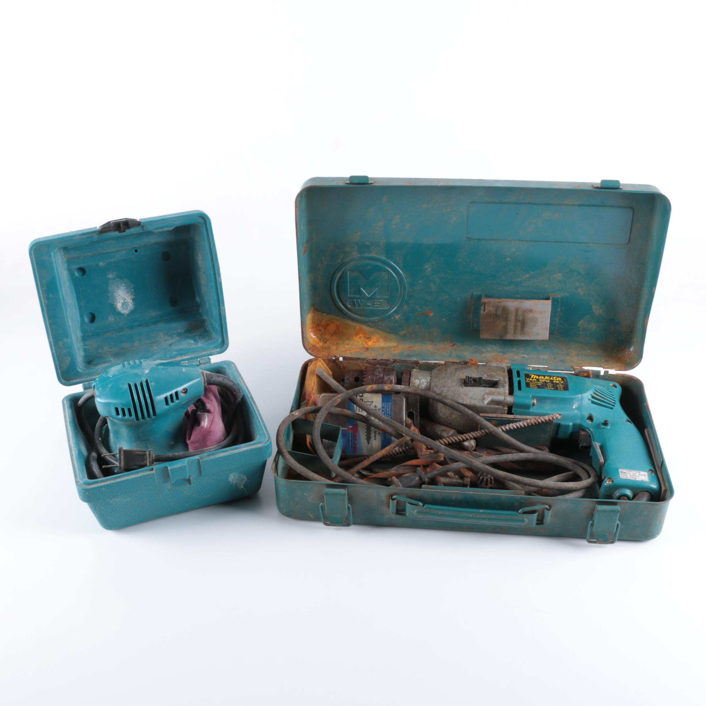 Makita Hammer Drill and Electric 1/4 Sheet Finishing Sander