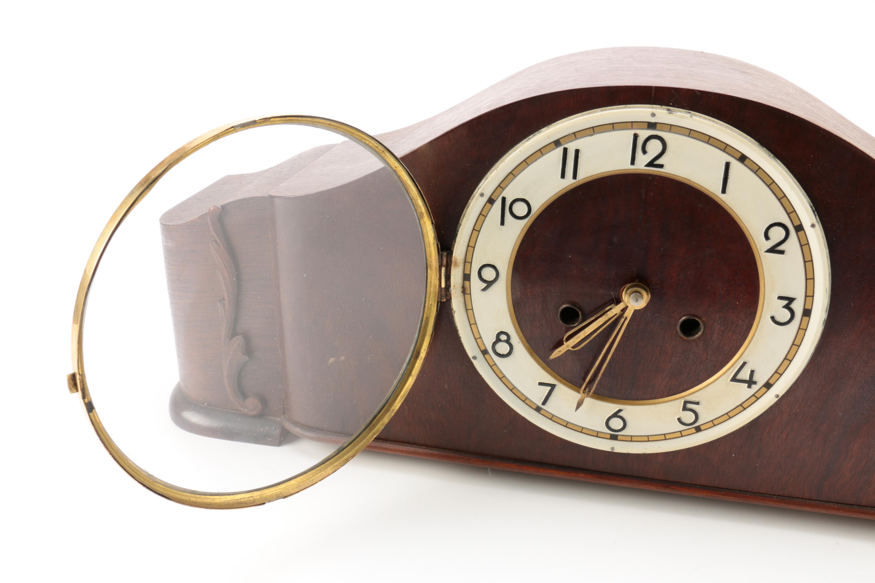 Baduf Art Deco Wood Mantel Clock