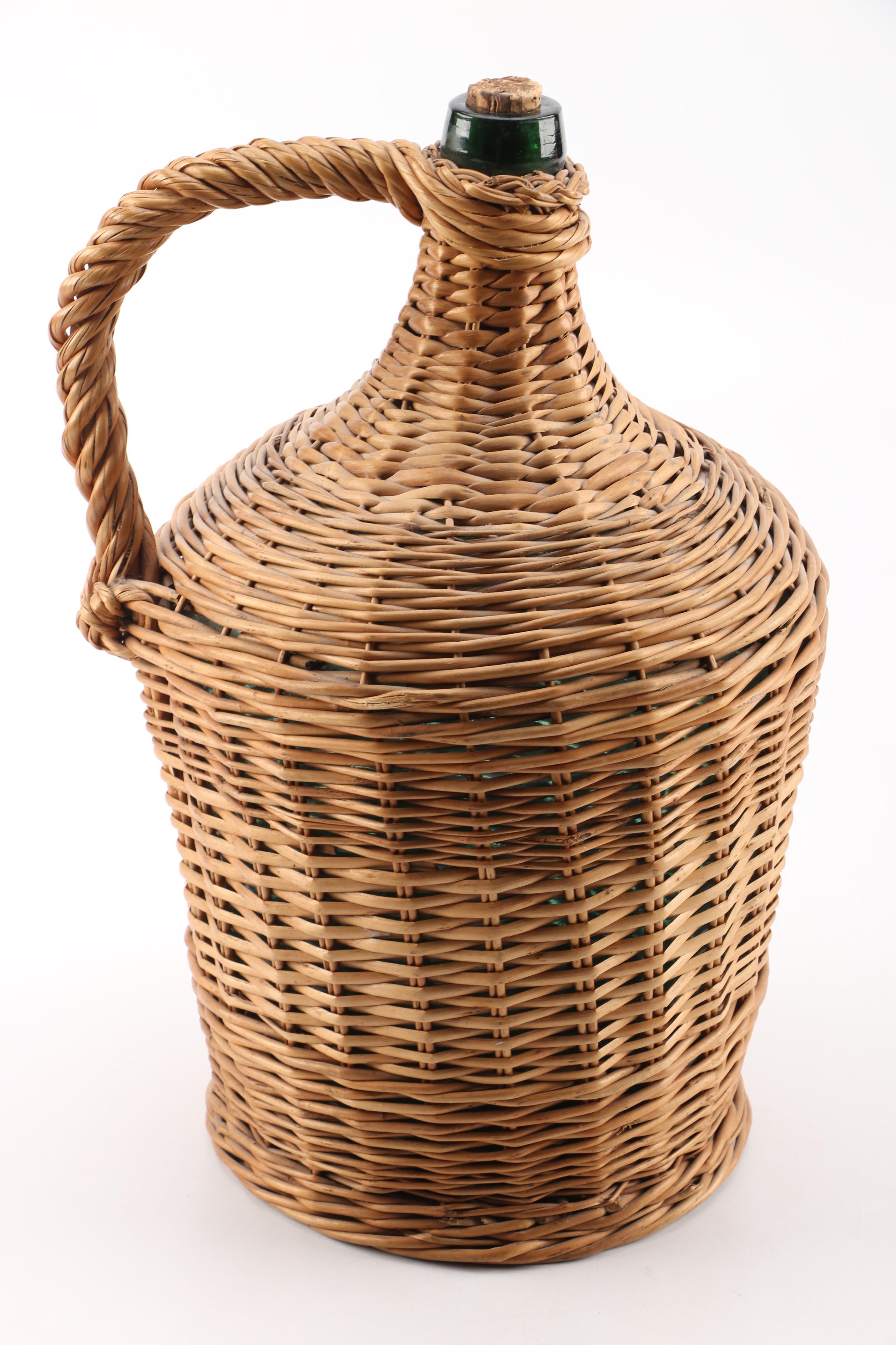 PRIORITY-Sauvion Cognac Green Bottle and Bottle with Wicker Cover