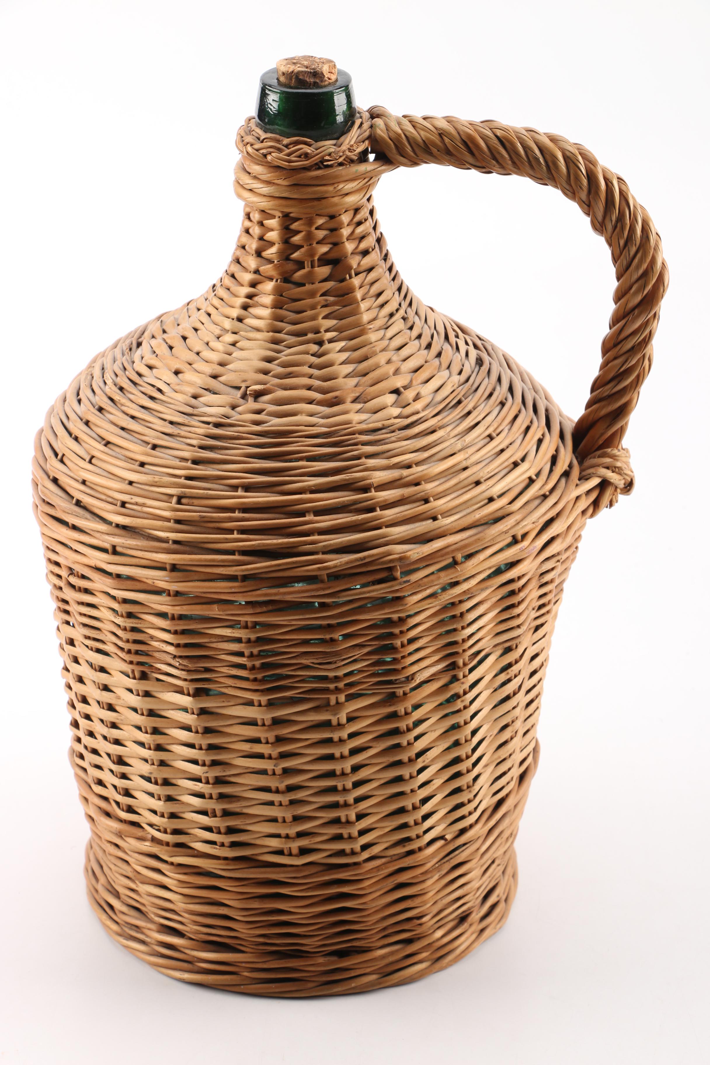 PRIORITY-Sauvion Cognac Green Bottle and Bottle with Wicker Cover