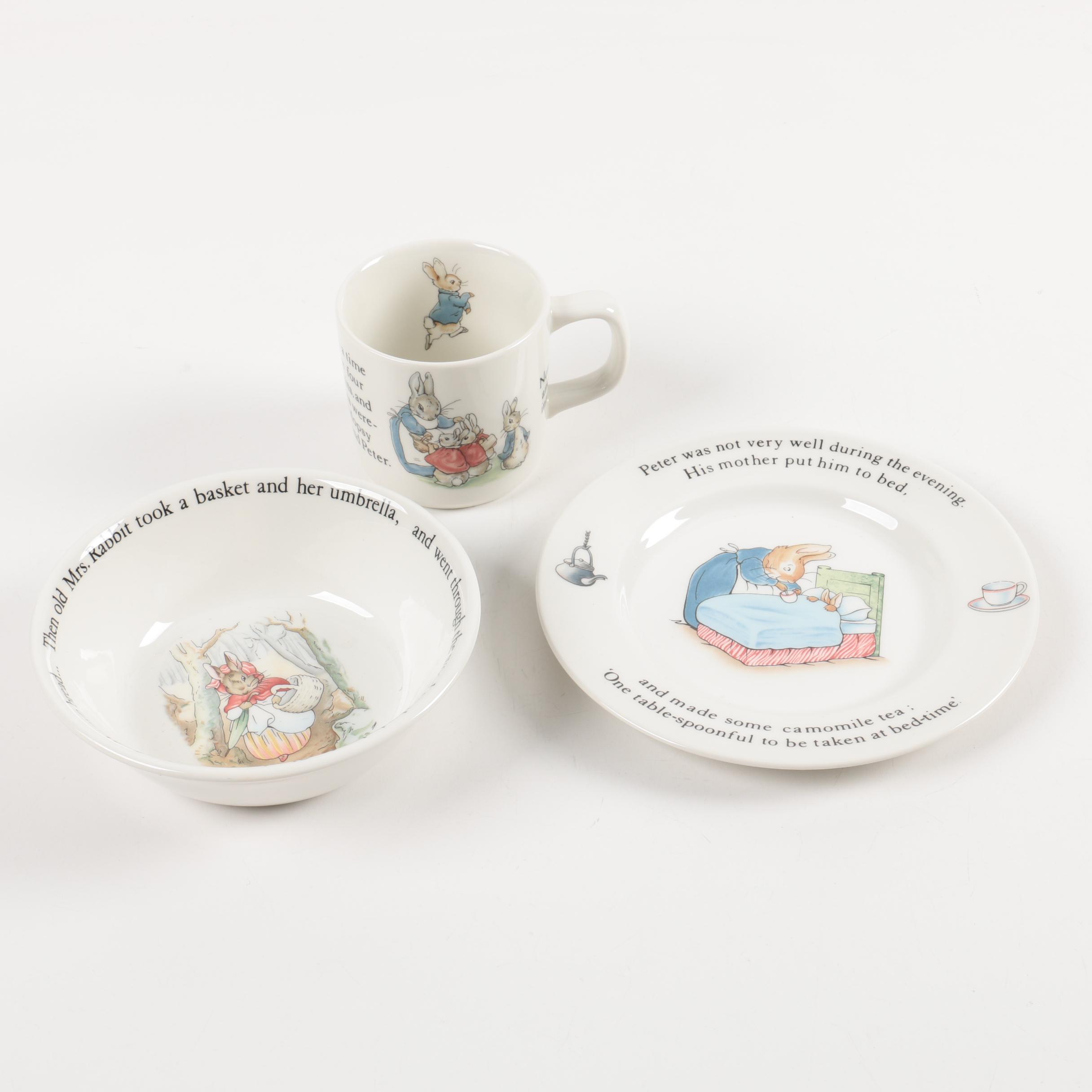Wedgwood "Peter Rabbit" Cup, Saucer, and Bowl