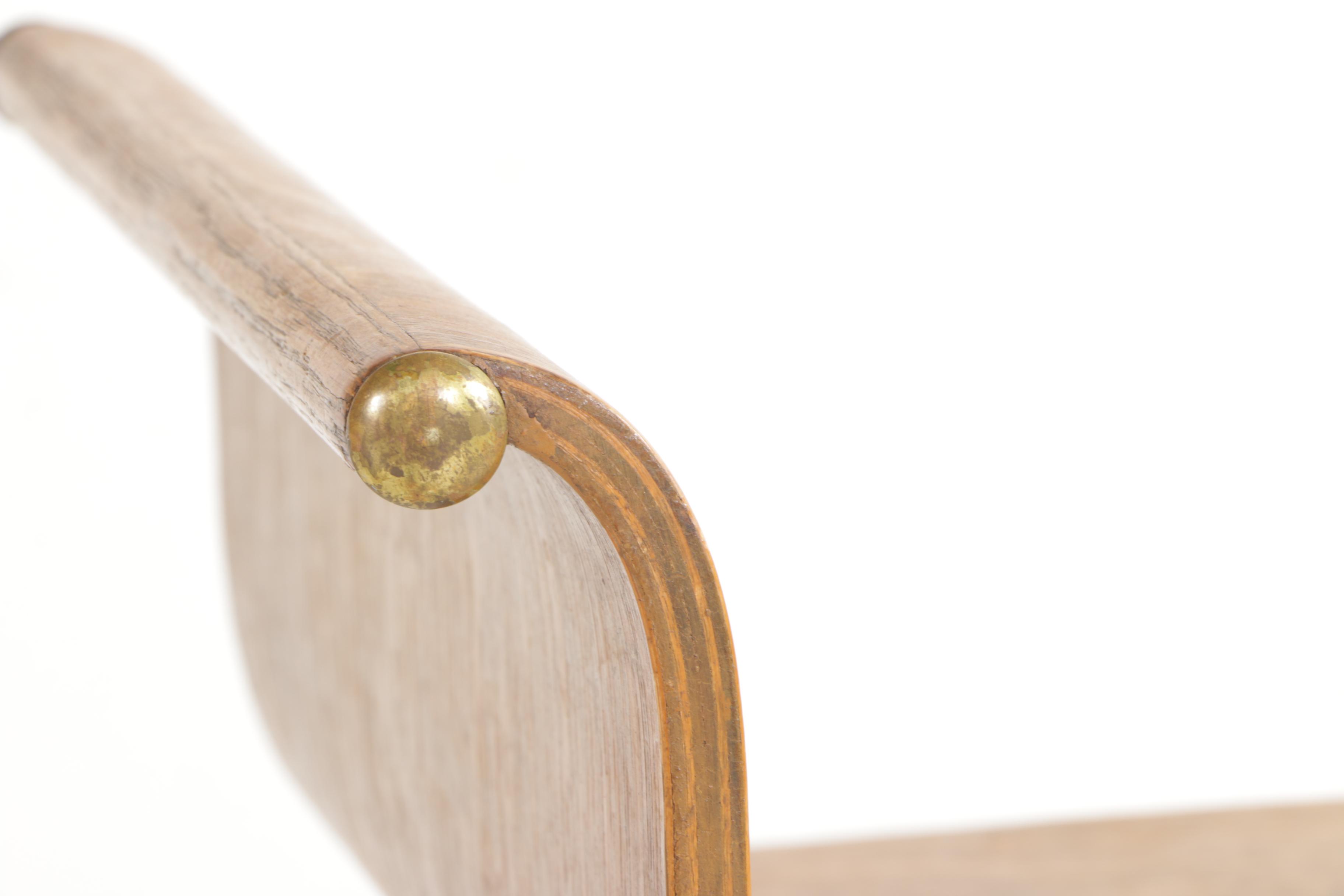 Vintage Bent Plywood Oak Bench