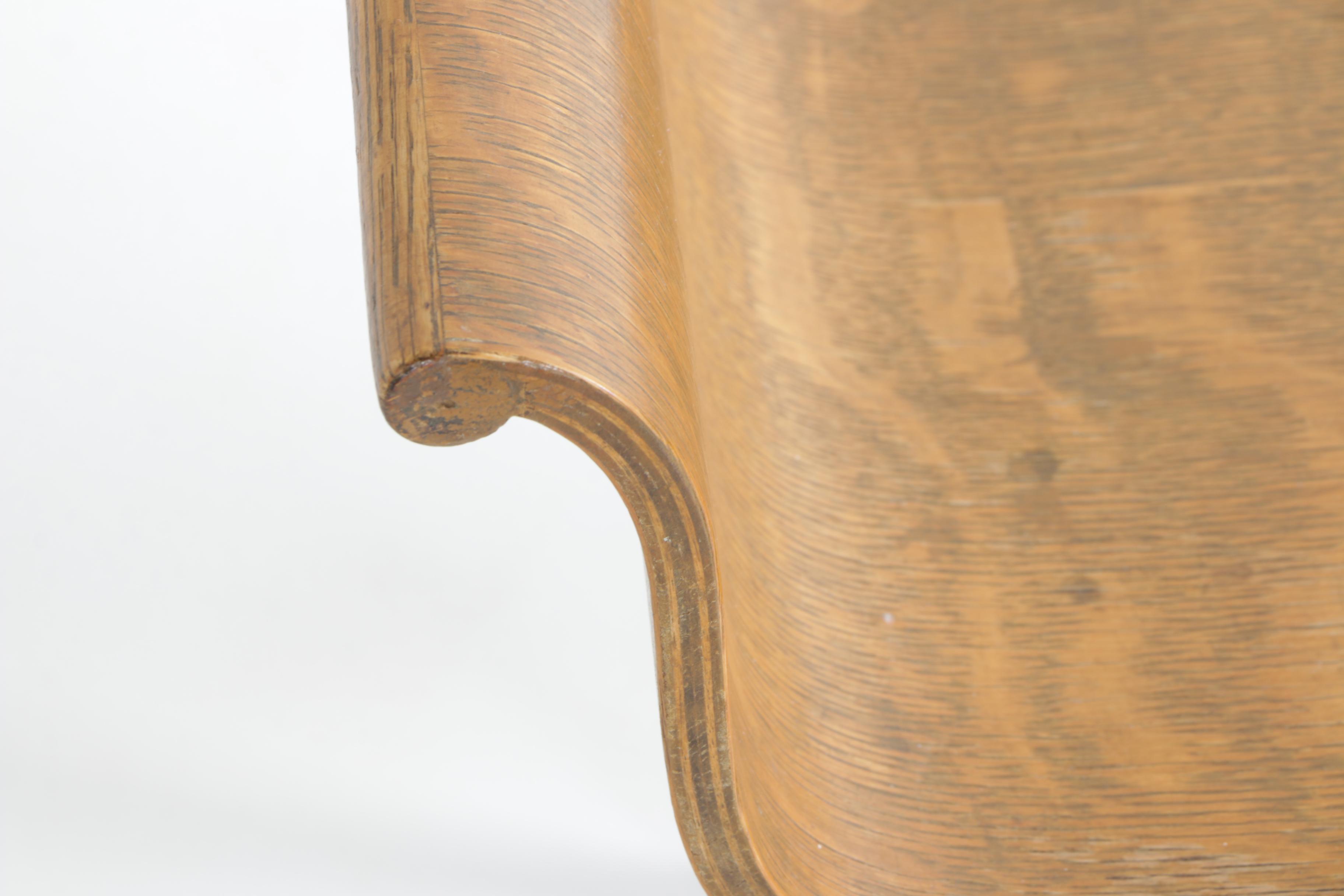 Vintage Bent Plywood Oak Bench