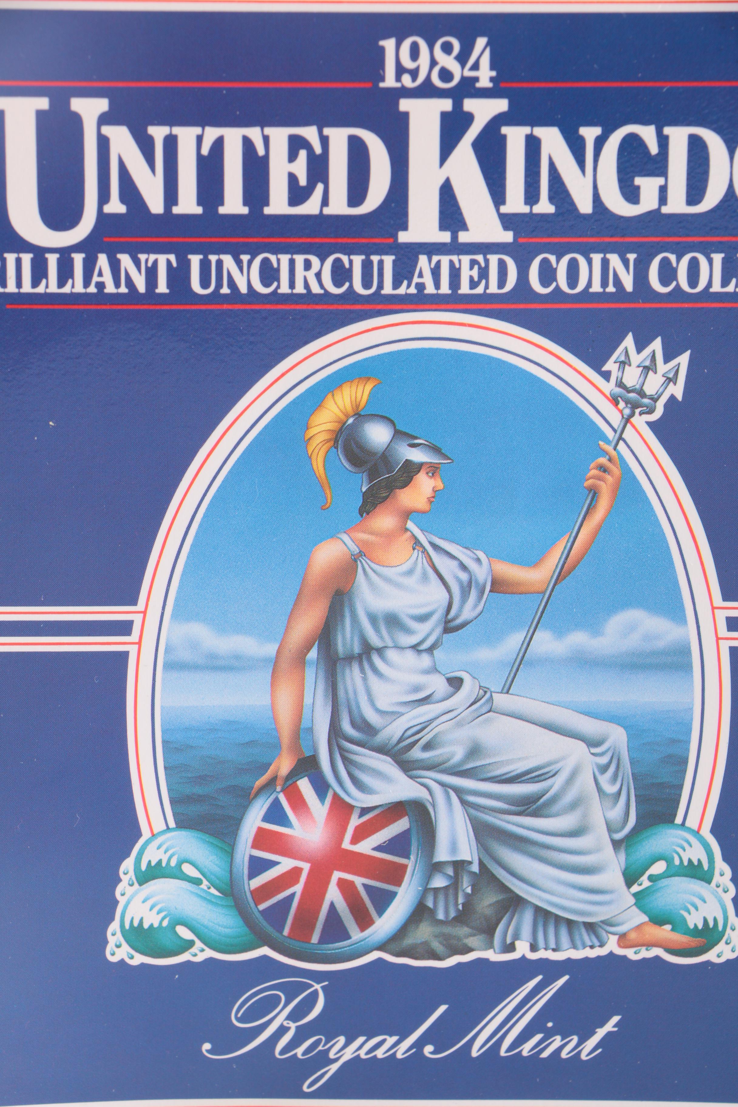 Group of British Collectible Coins and a Calculator