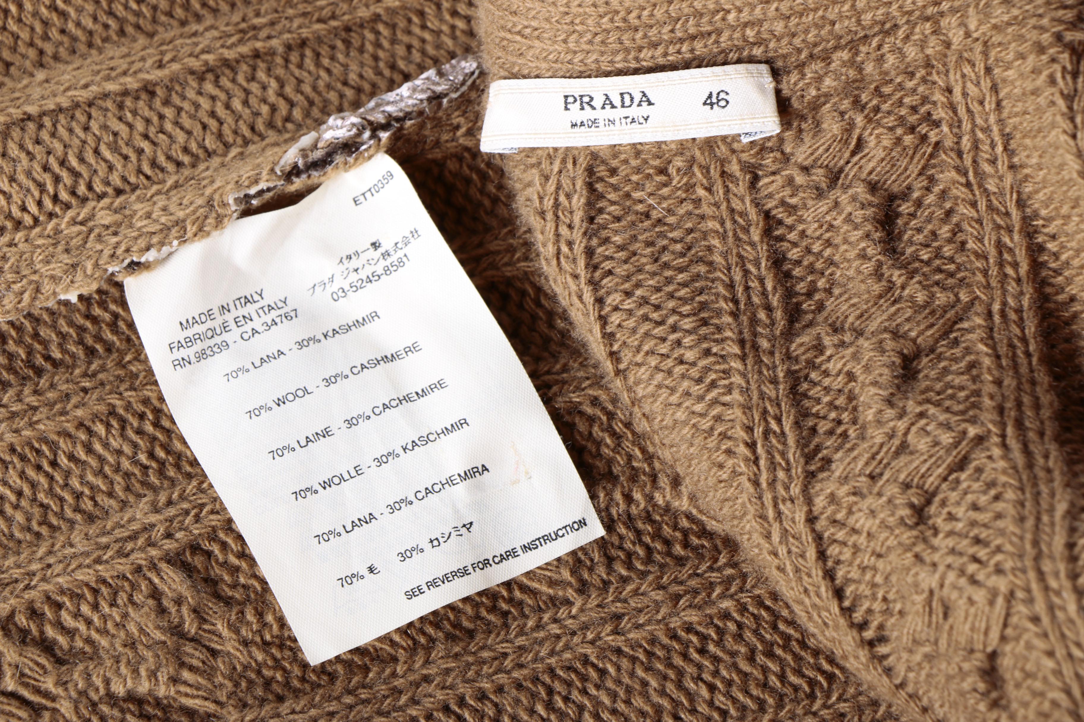 Women's Prada Metallic Silver Coated Cashmere Blend Cardigan Sweater