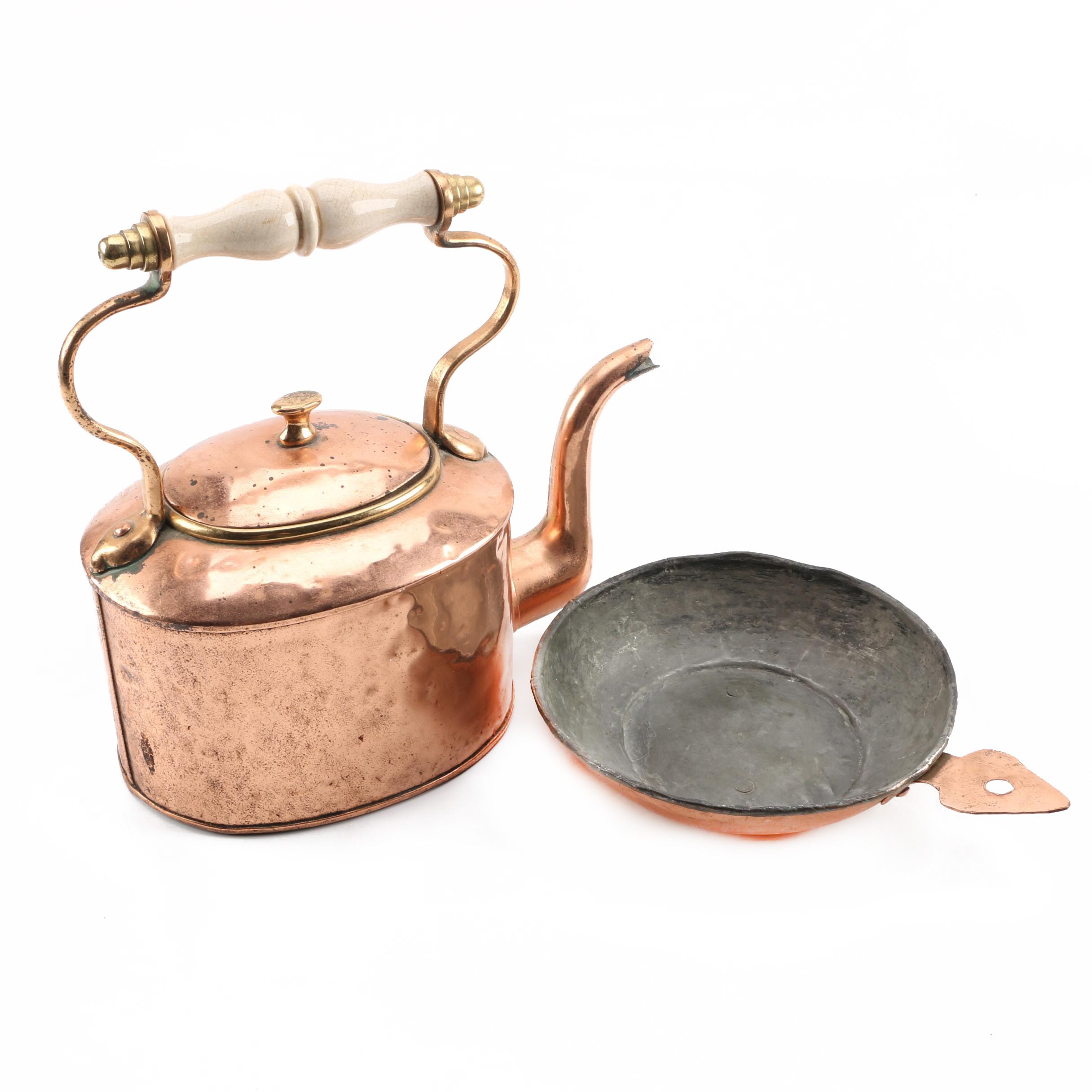 Vintage Copper Kettle and Pan