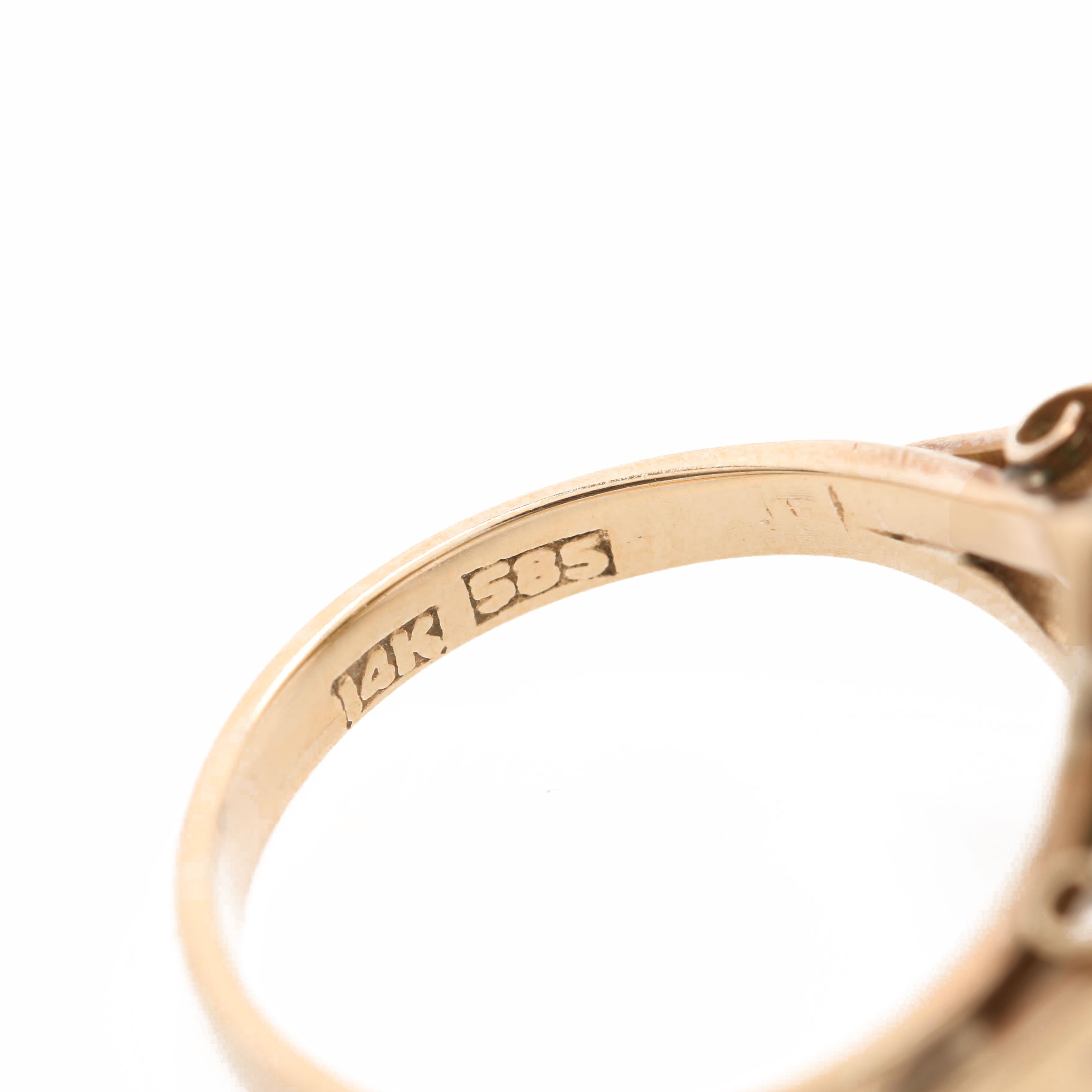 14K Yellow Gold Jadeite and Diamond Ring