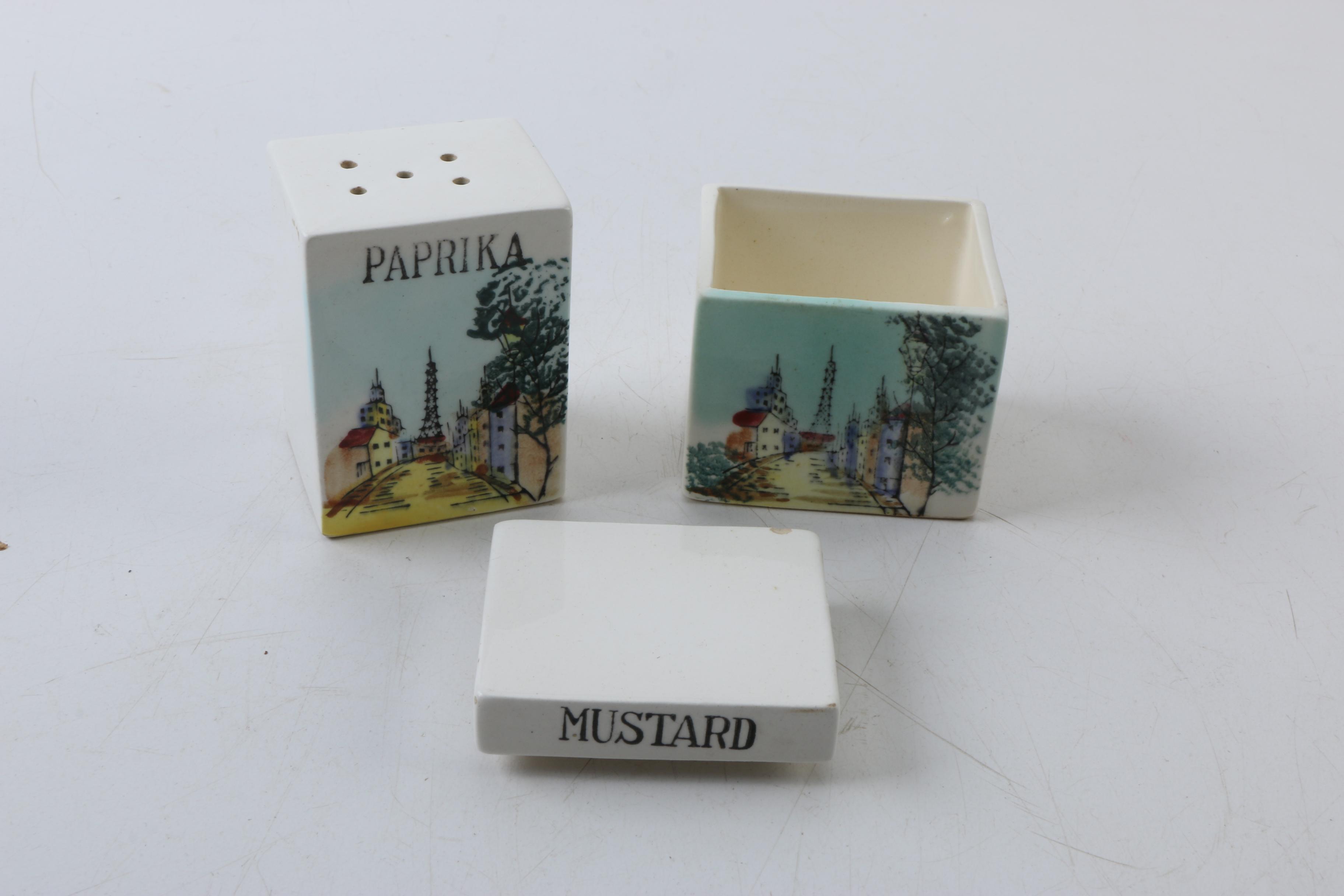 Vintage Japanese Spice Holders and Cruets with Parisian Scenes 1950s