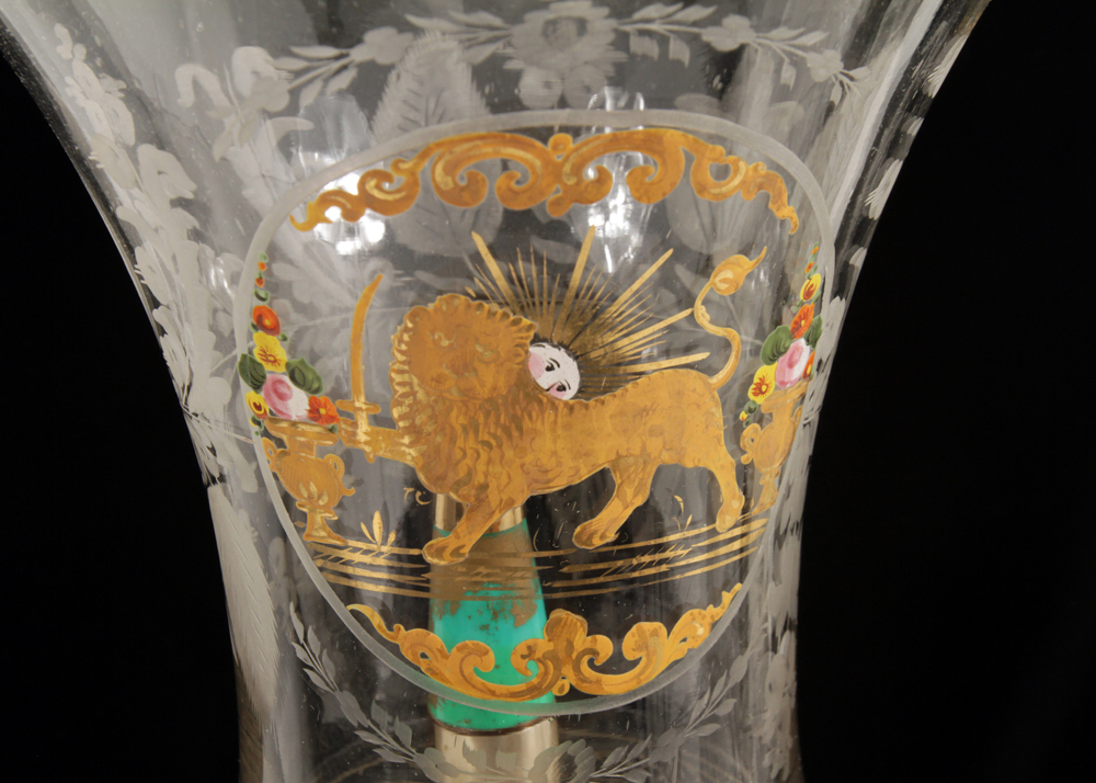 Pair of 19th Century Qajar Hand-Painted Baccarat Crystal Mantle Lusters