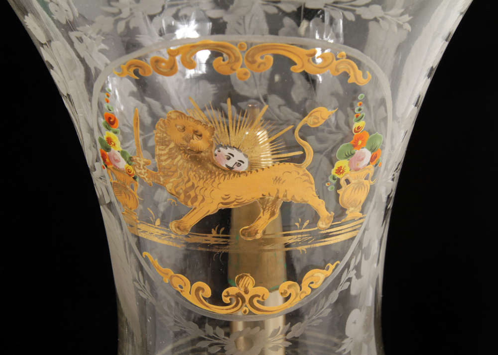 Pair of 19th Century Qajar Hand-Painted Baccarat Crystal Mantle Lusters