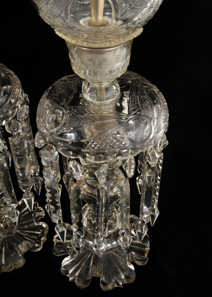 Pair of 19th Century Qajar Hand-Painted Baccarat Crystal Mantle Lusters